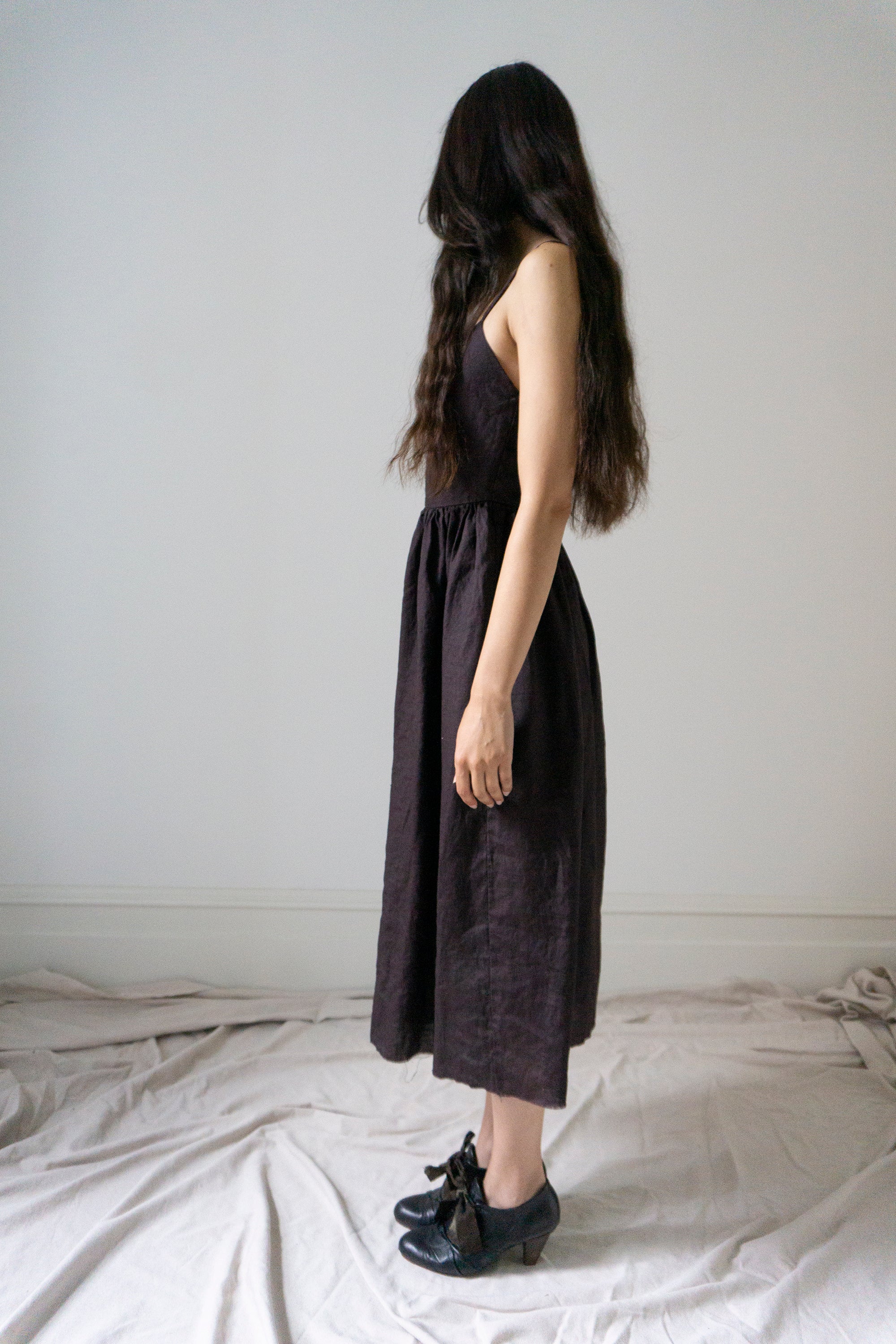 Mathilde Linen Dress - Darkest Plum