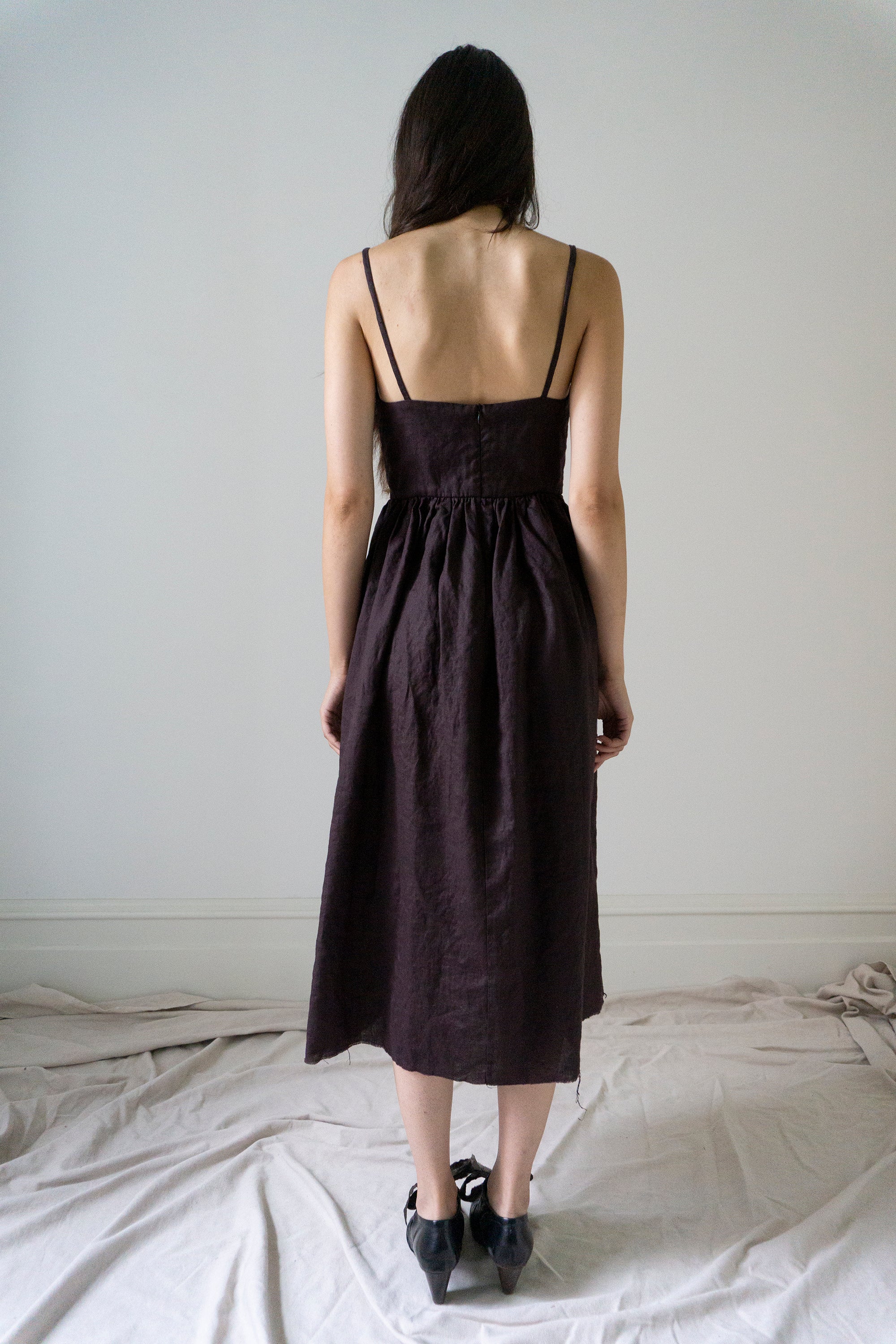 Mathilde Linen Dress - Darkest Plum