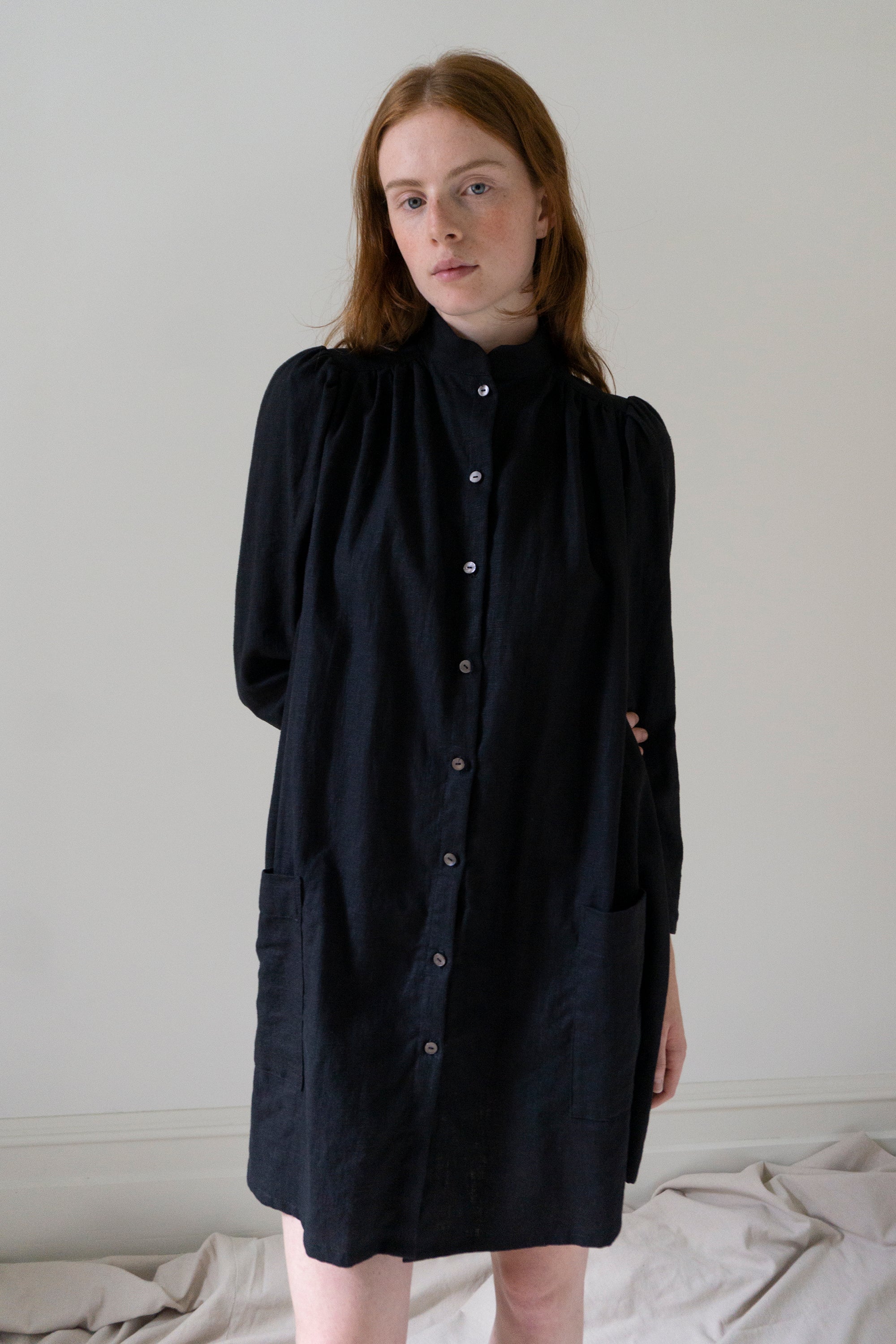 Jeanne Linen Smock - Black