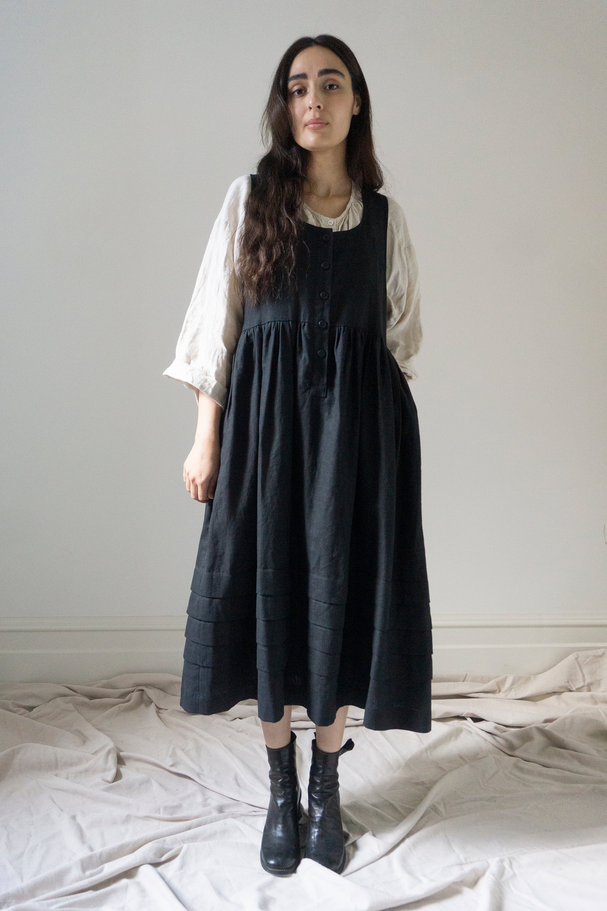 Juliet Linen Dress - Black