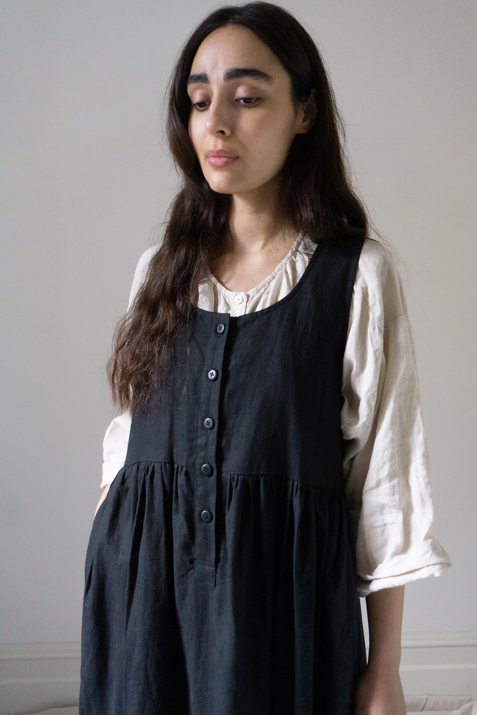 Juliet Linen Dress - Black