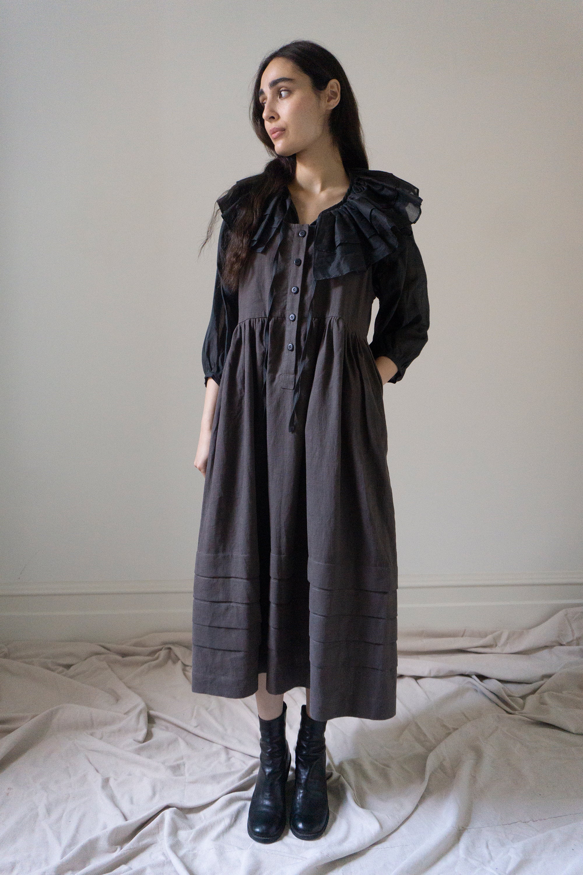 Juliet Linen Dress - Brown