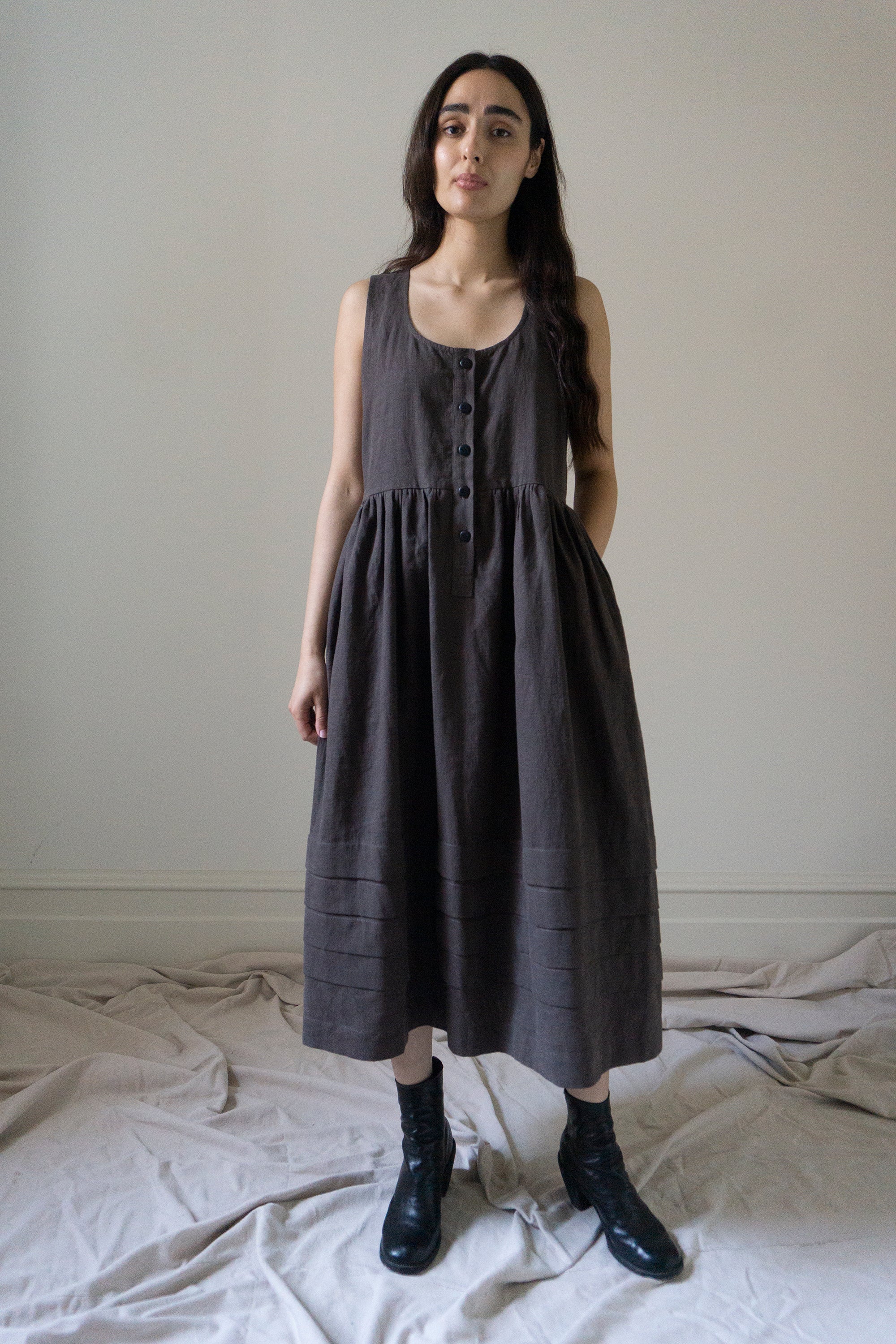 Juliet Linen Dress - Brown