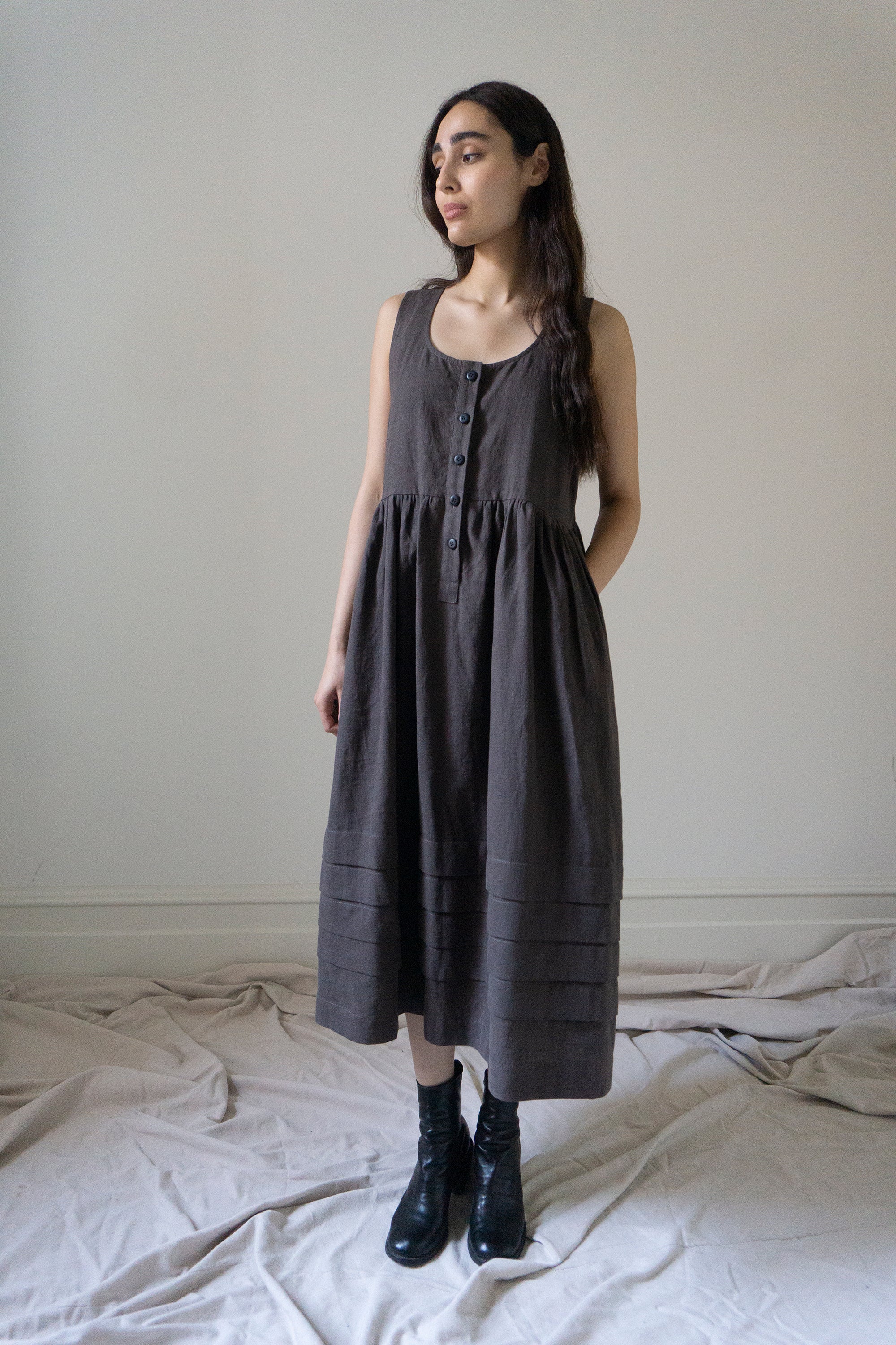 Juliet Linen Dress - Brown
