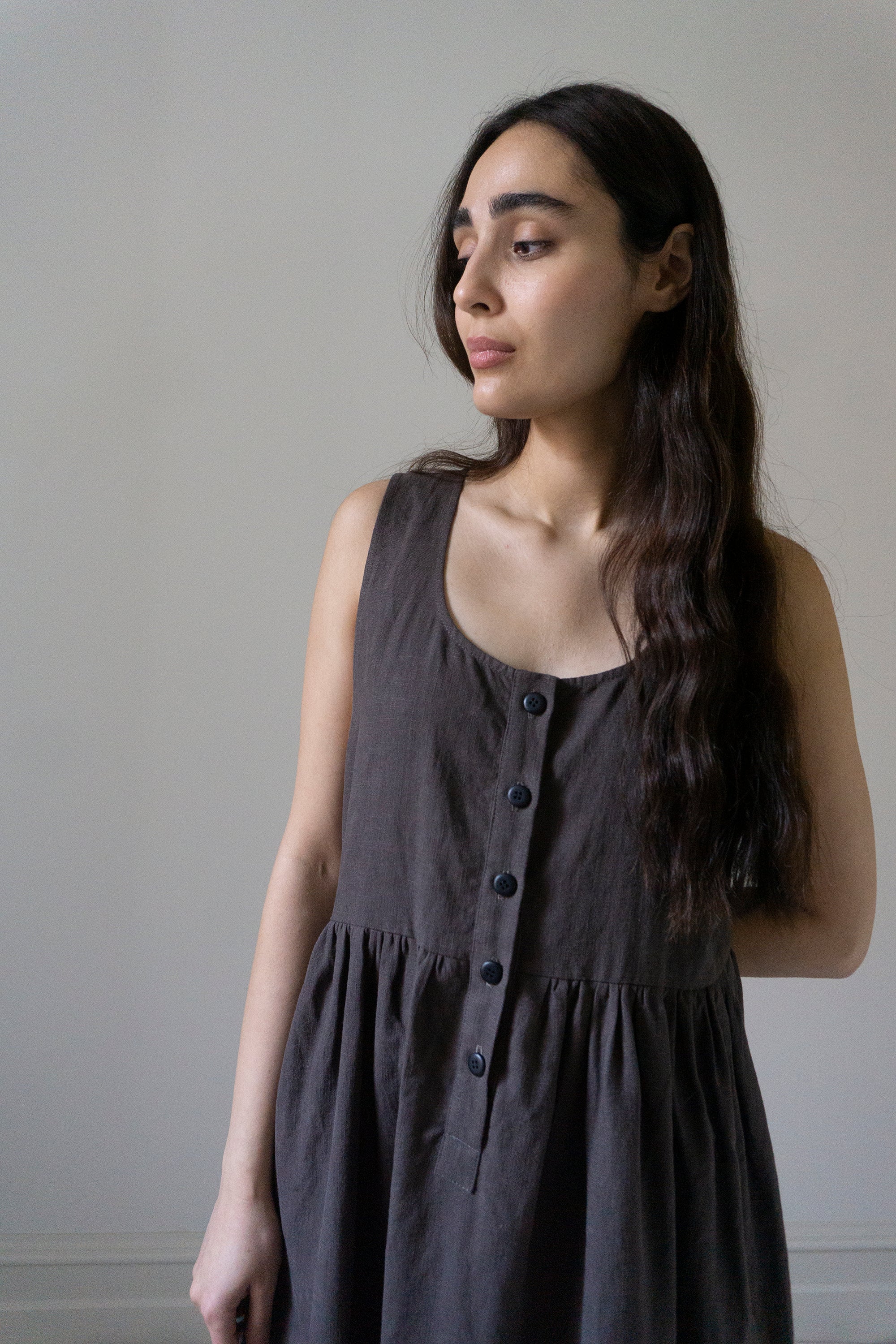 Juliet Linen Dress - Brown