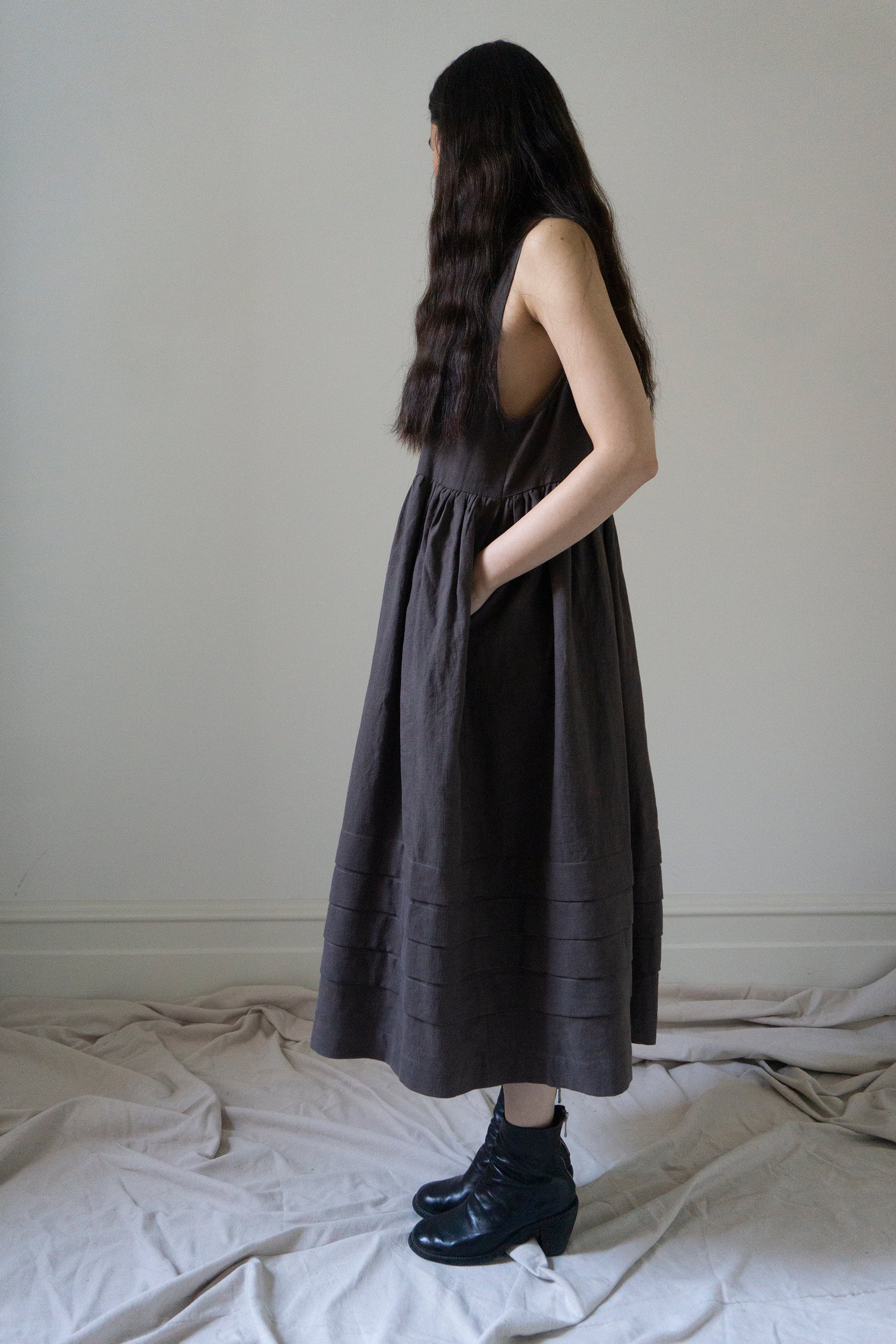 Juliet Linen Dress - Brown