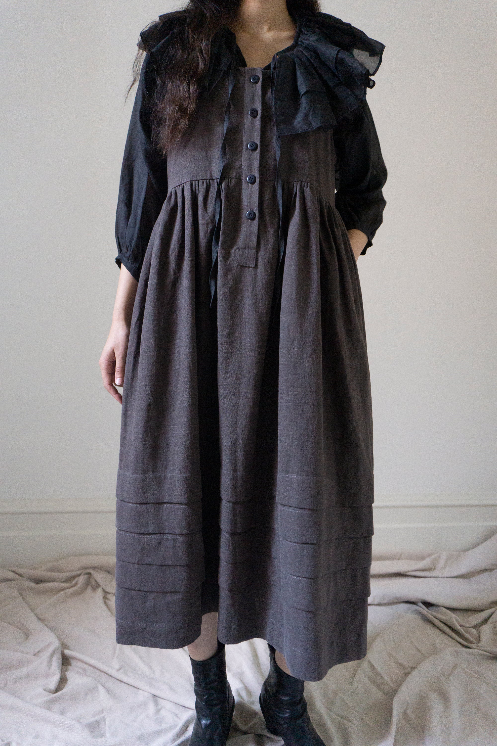 Juliet Linen Dress - Brown