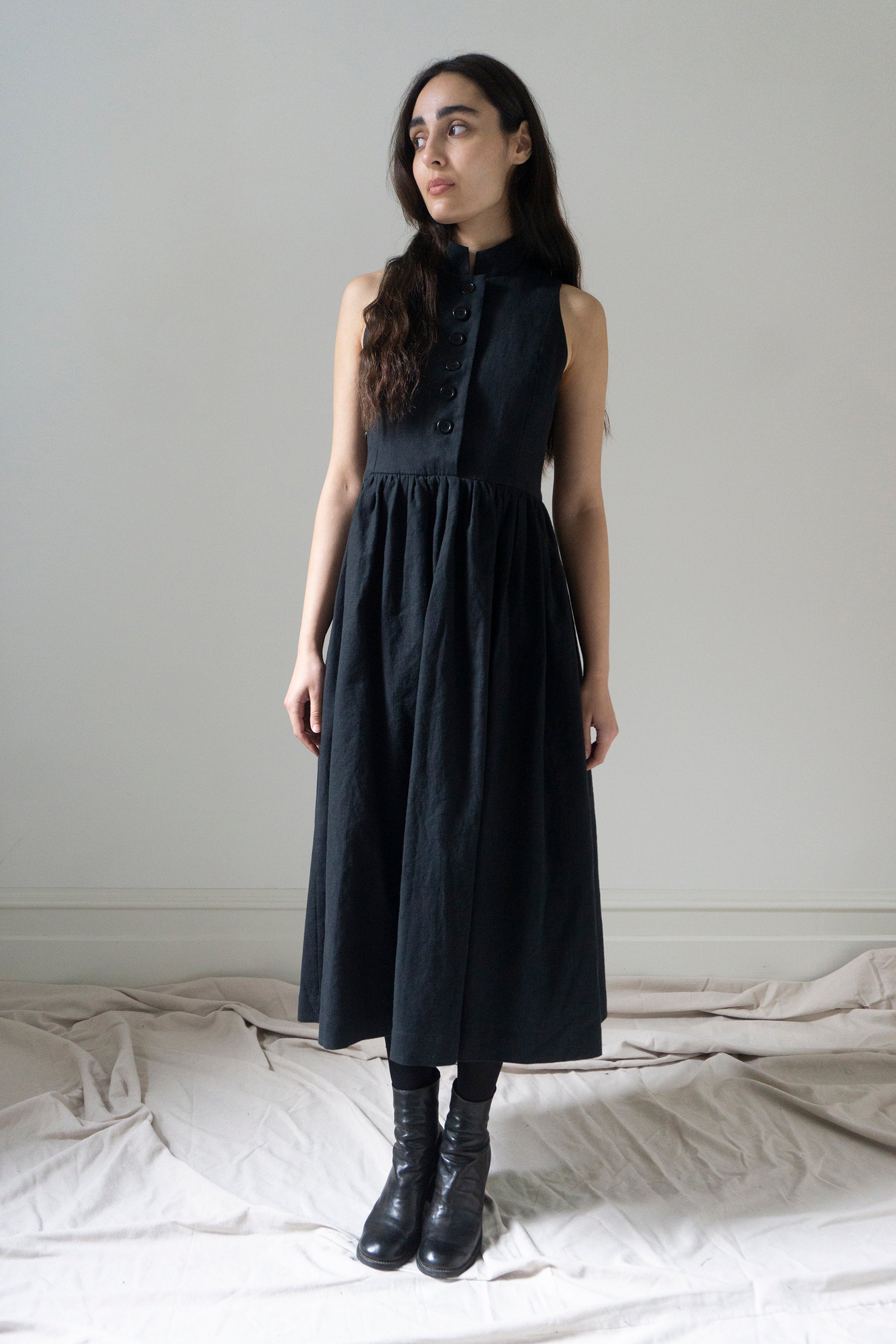 Madeleine Linen Dress - Black