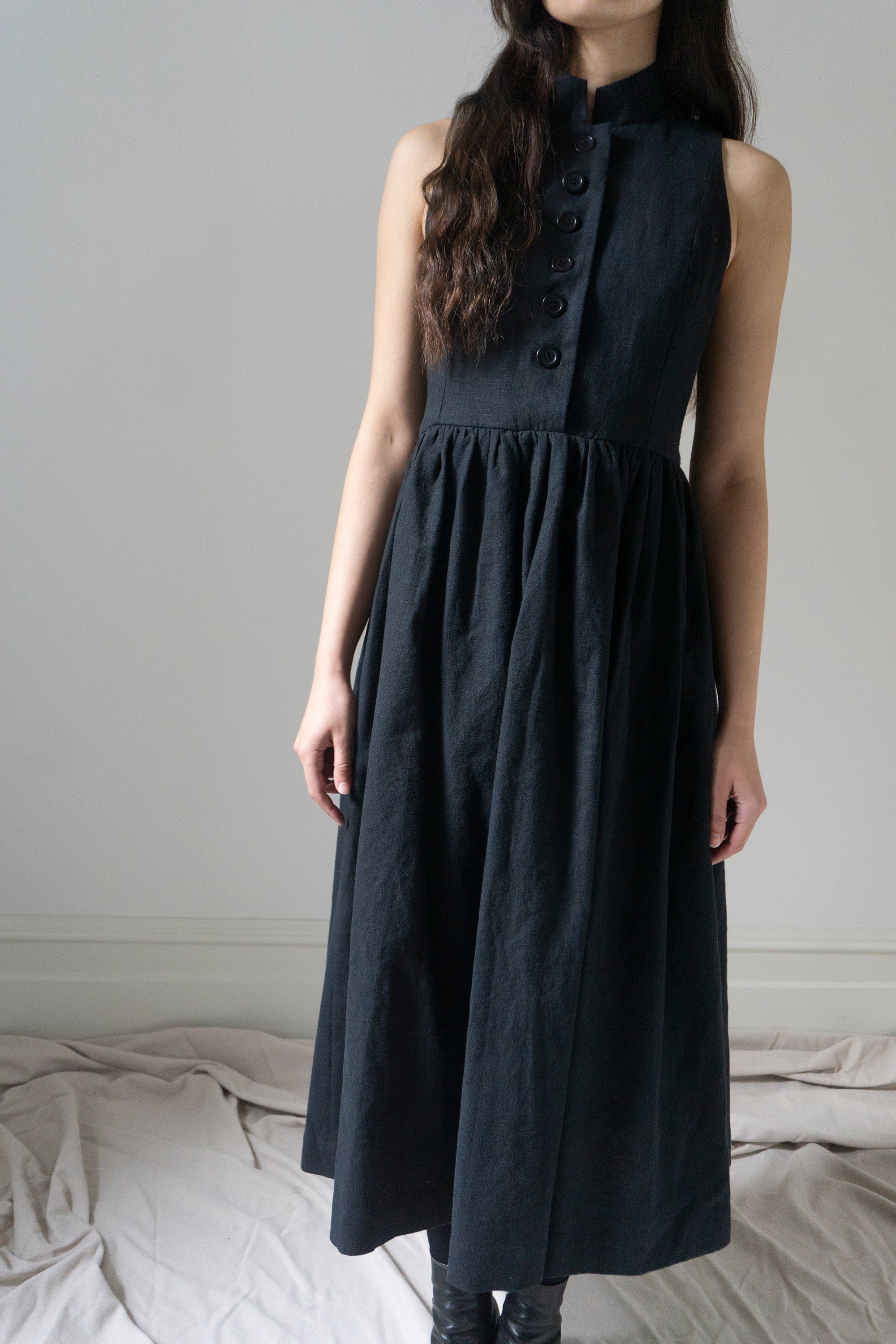 Madeleine Linen Dress - Black