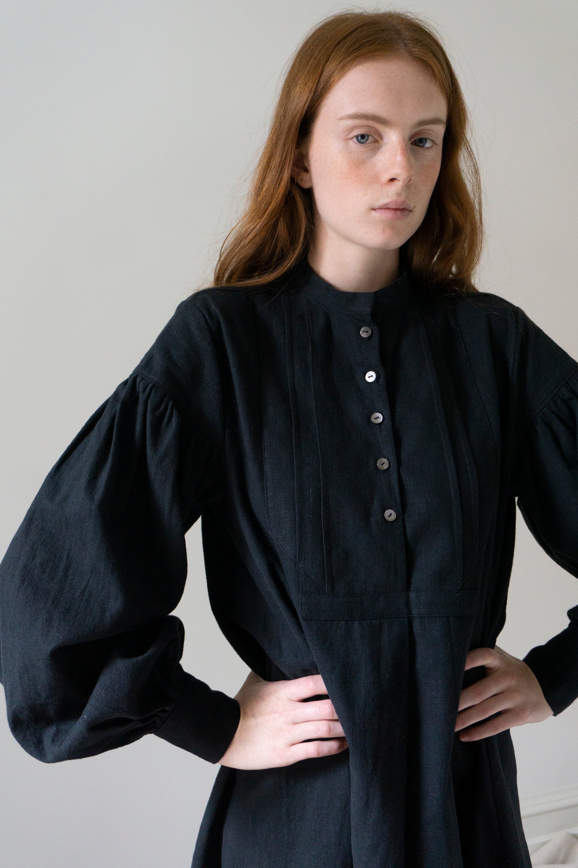 Nadine Linen Dress - Black
