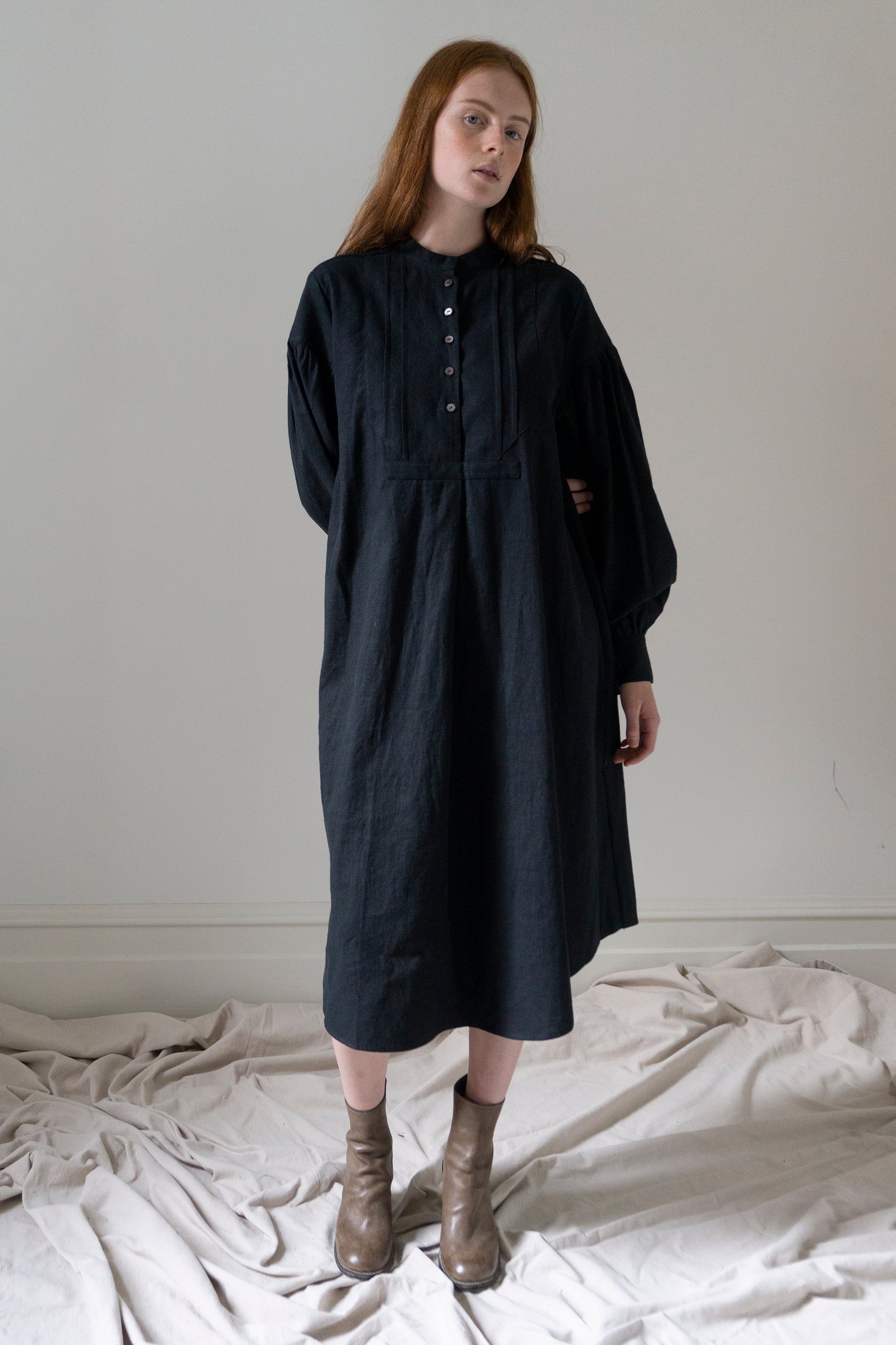 Nadine Linen Dress - Black