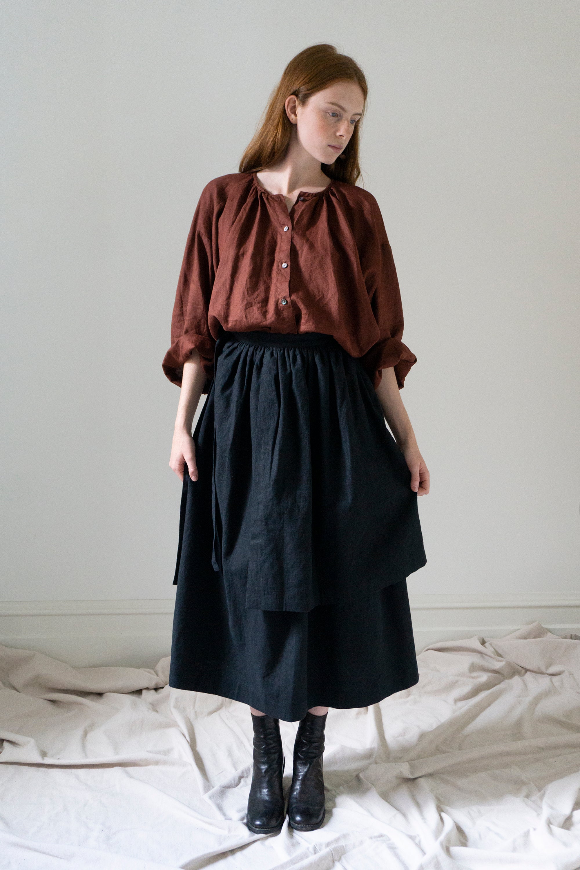 Solange Linen Skirt - Black