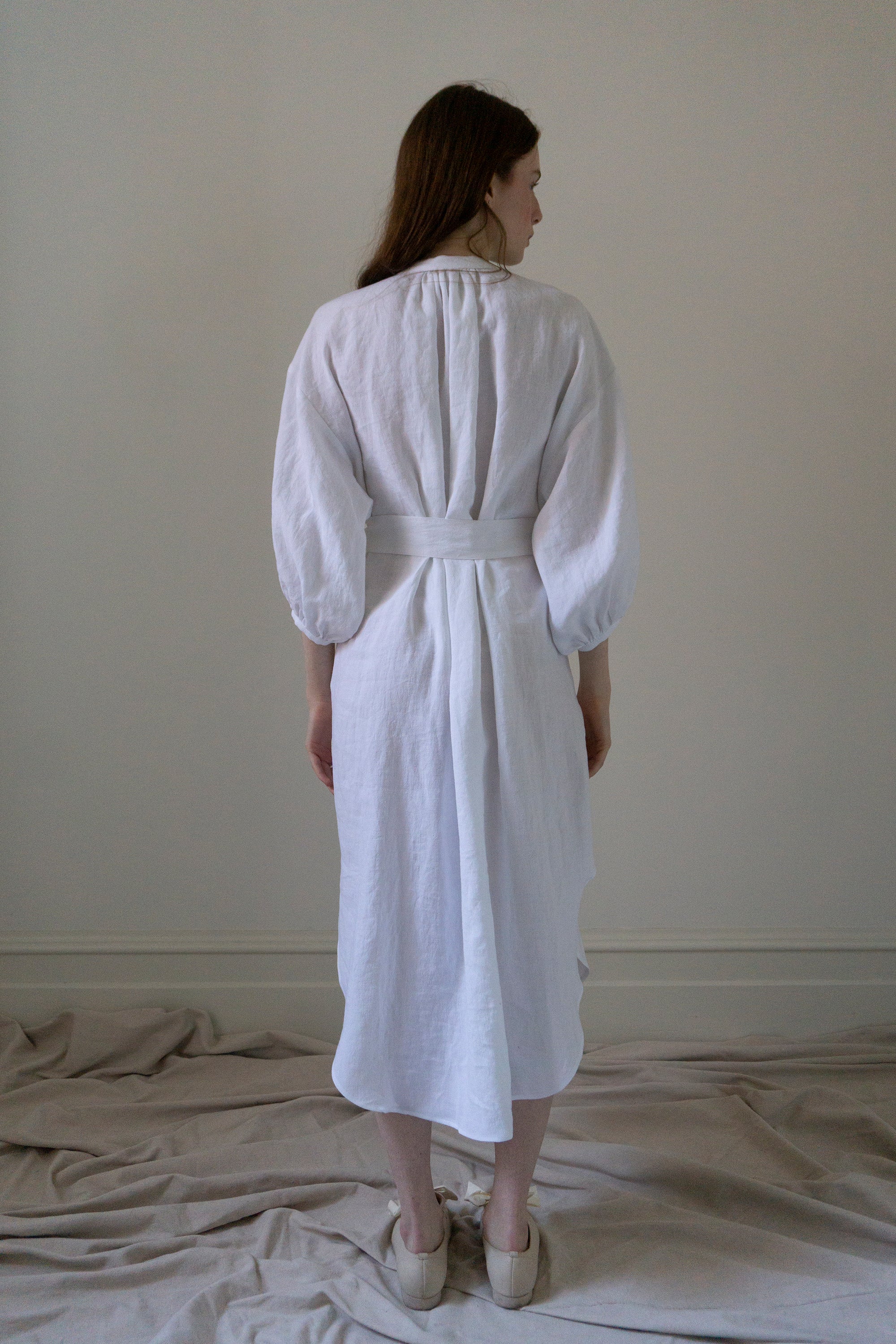 Severine Linen Dress - White (SIZE S-M)