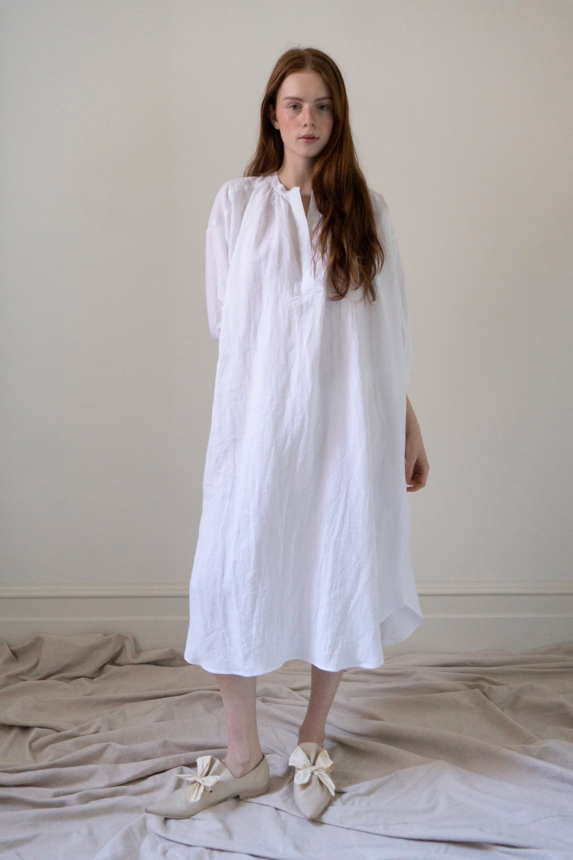 Severine Linen Dress - White (SIZE S-M)