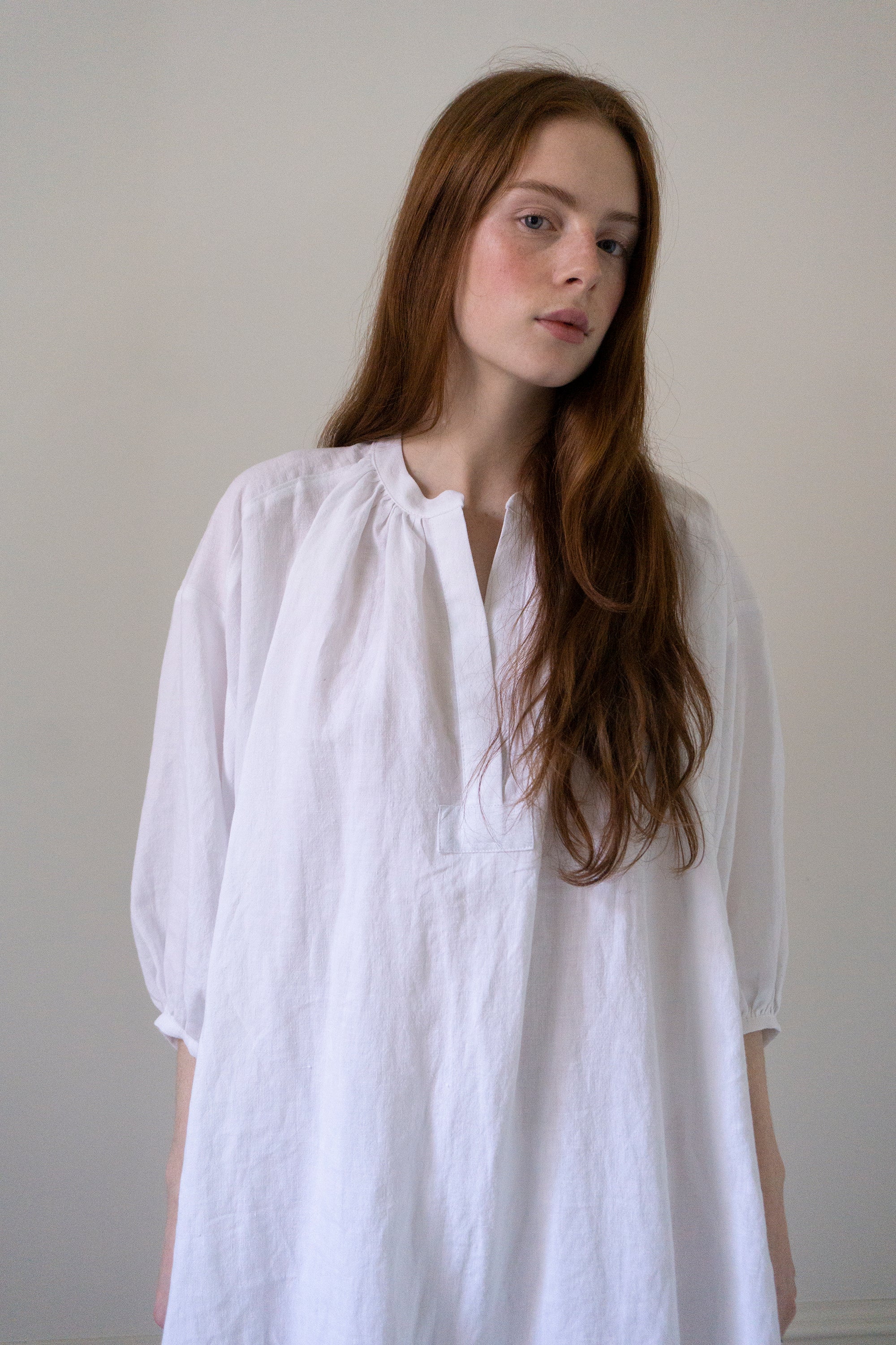 Severine Linen Dress - White (SIZE S-M)