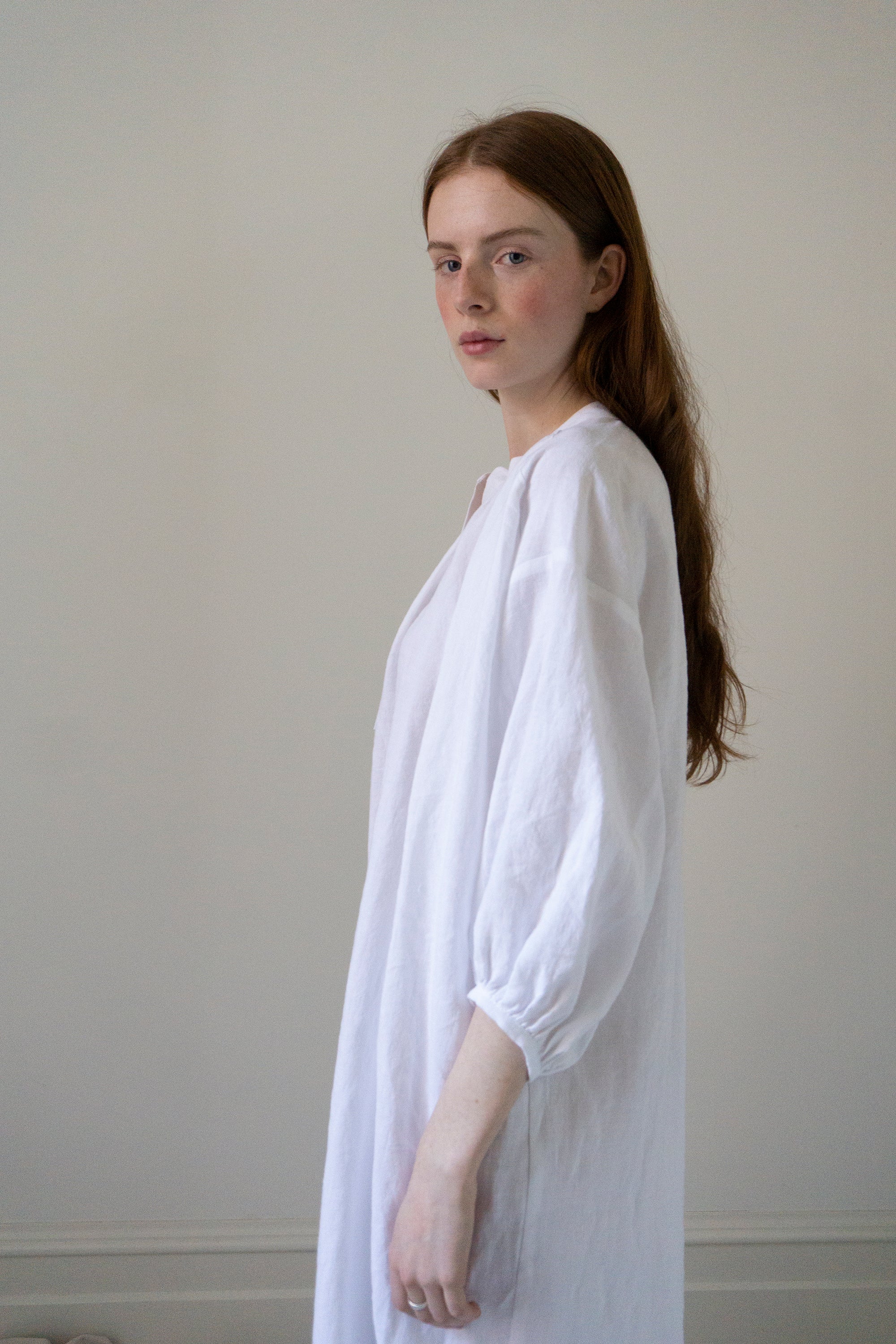 Severine Linen Dress - White (SIZE S-M)