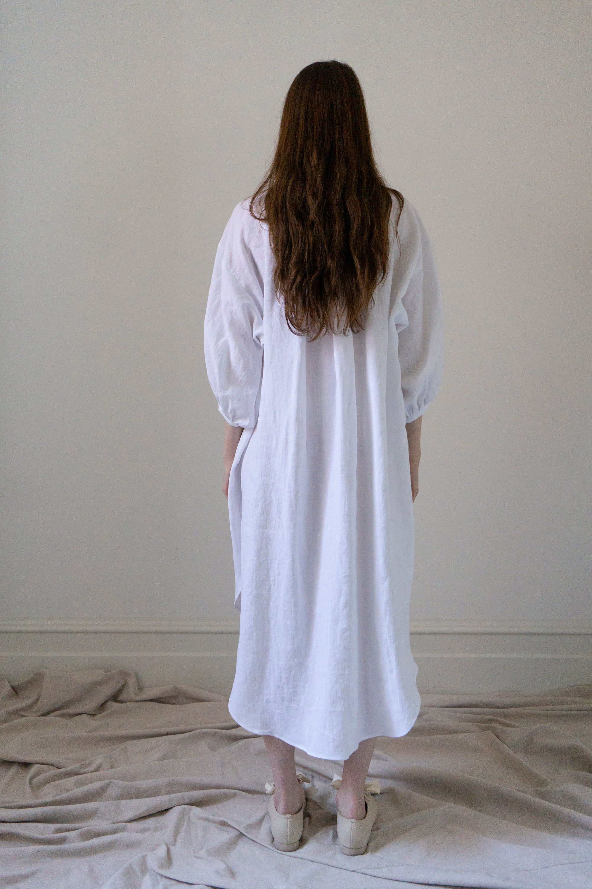 Severine Linen Dress - White (SIZE S-M)