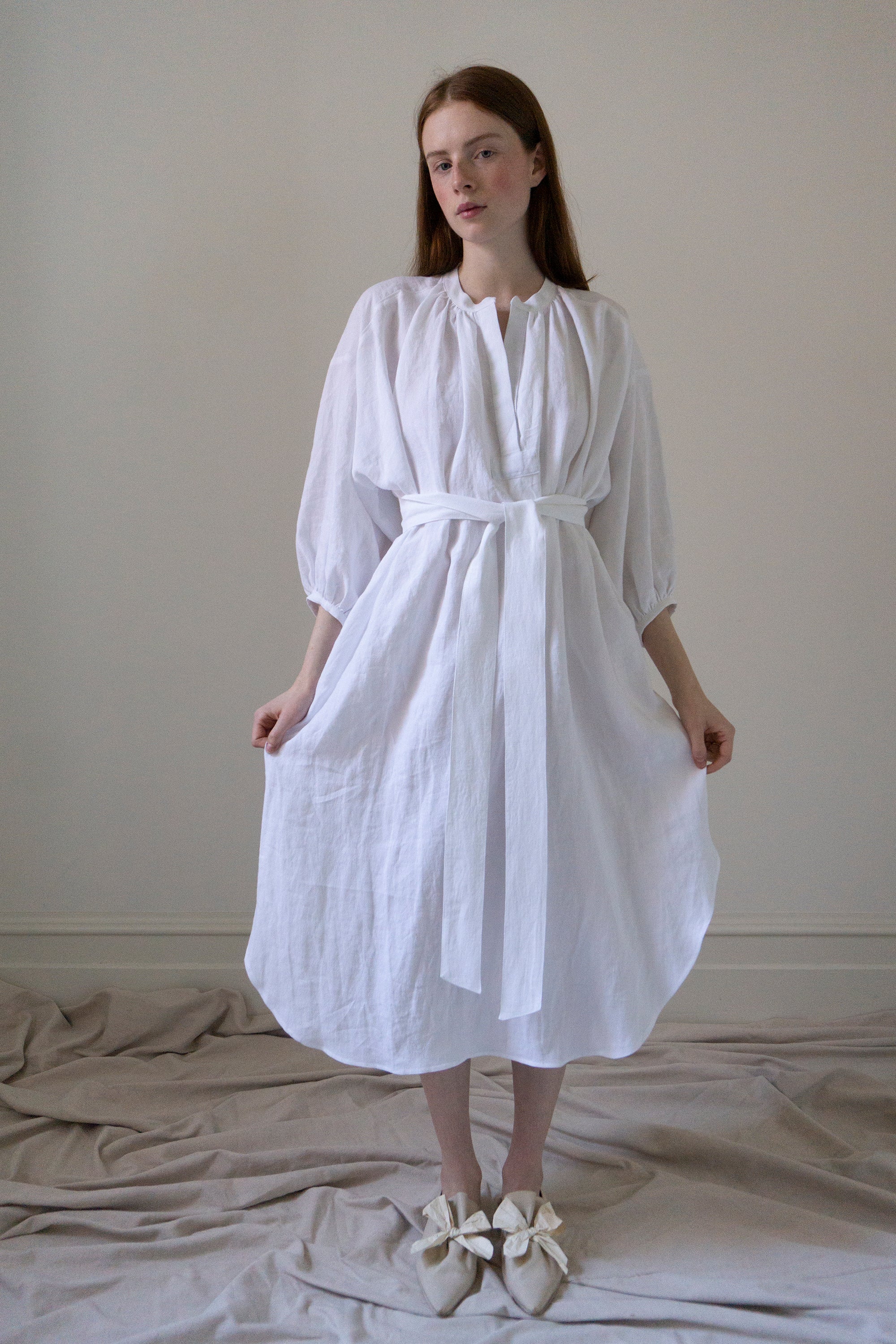 Severine Linen Dress - White (SIZE S-M)