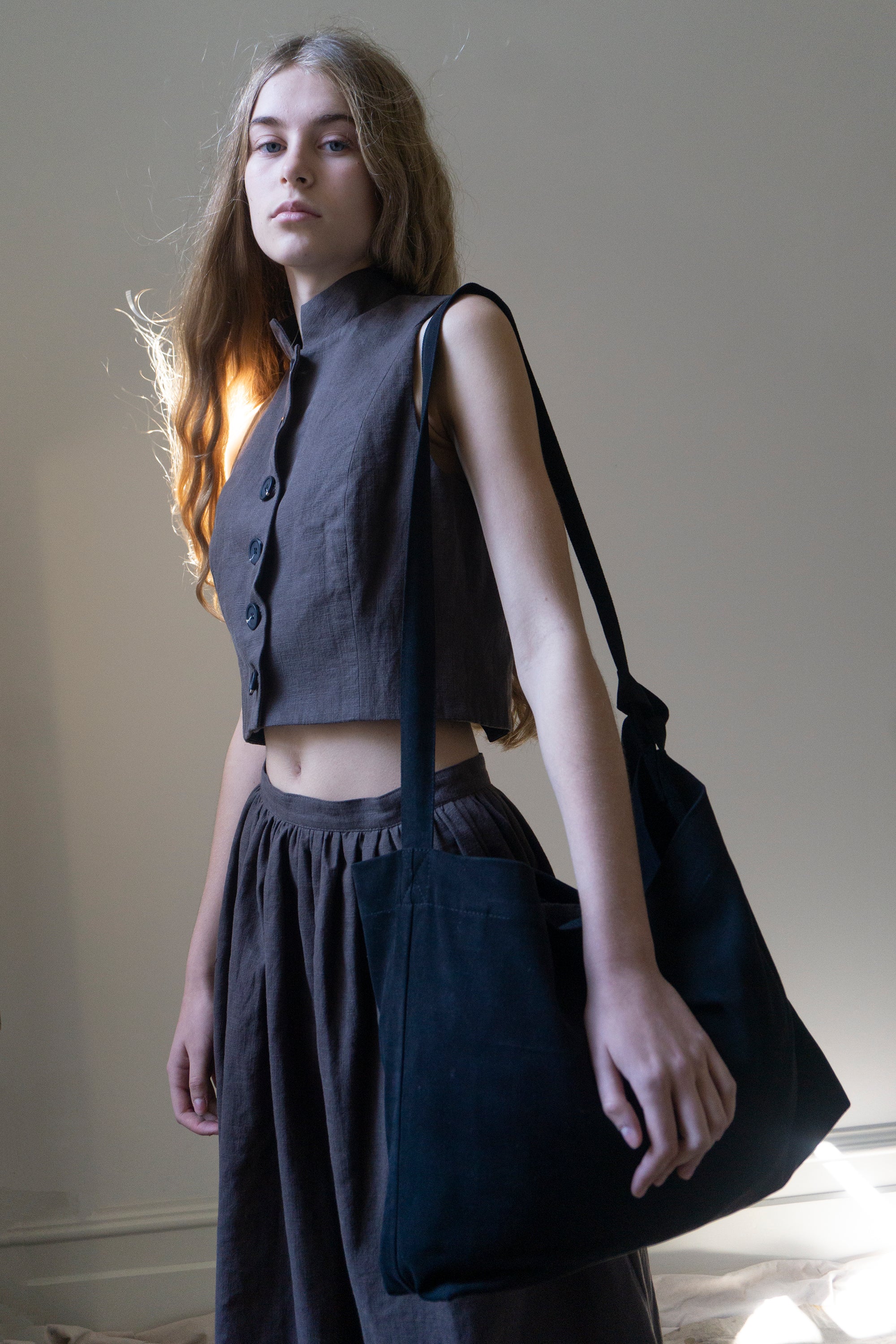 Brushed Cotton Canvas Shoulder Bag