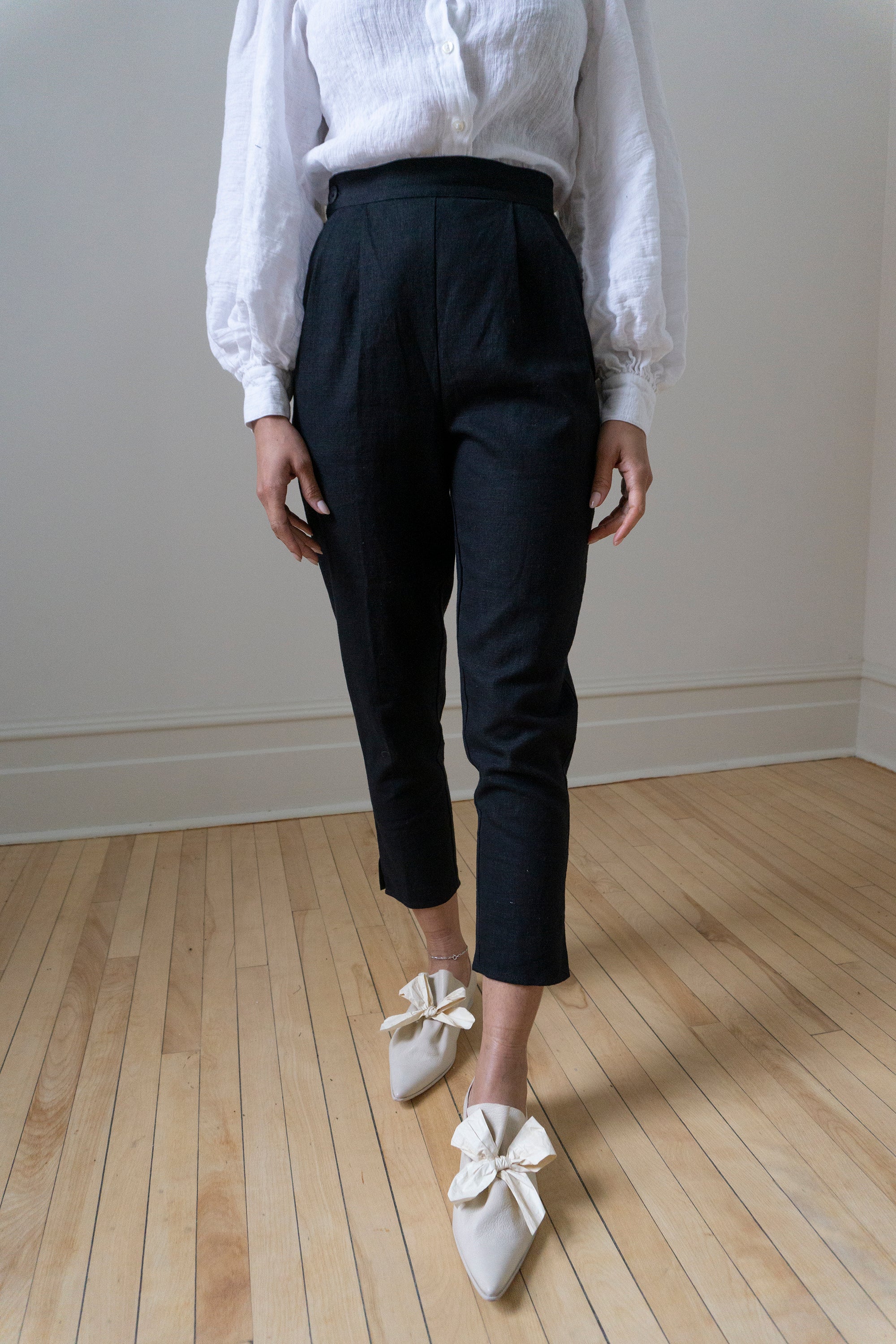 Simone Linen Trousers - Black (SIZE XS)