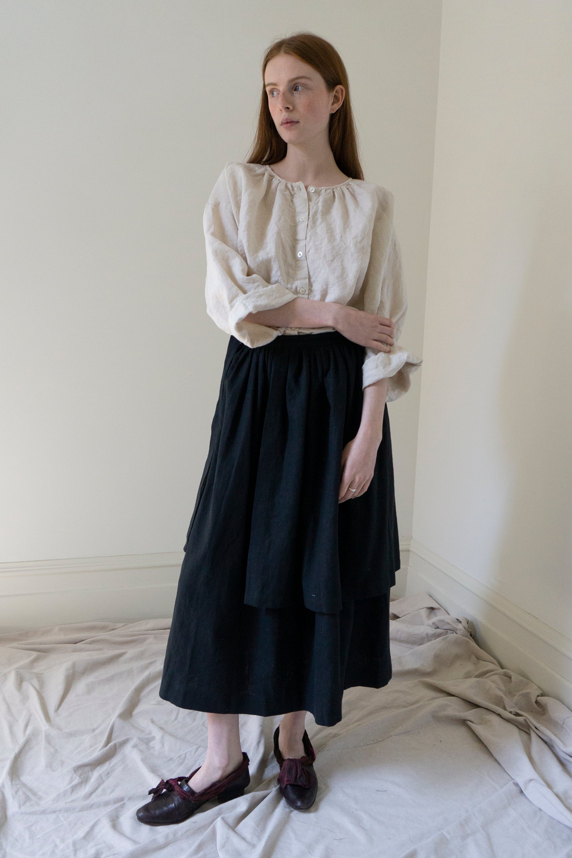 Solange Linen Skirt - Black
