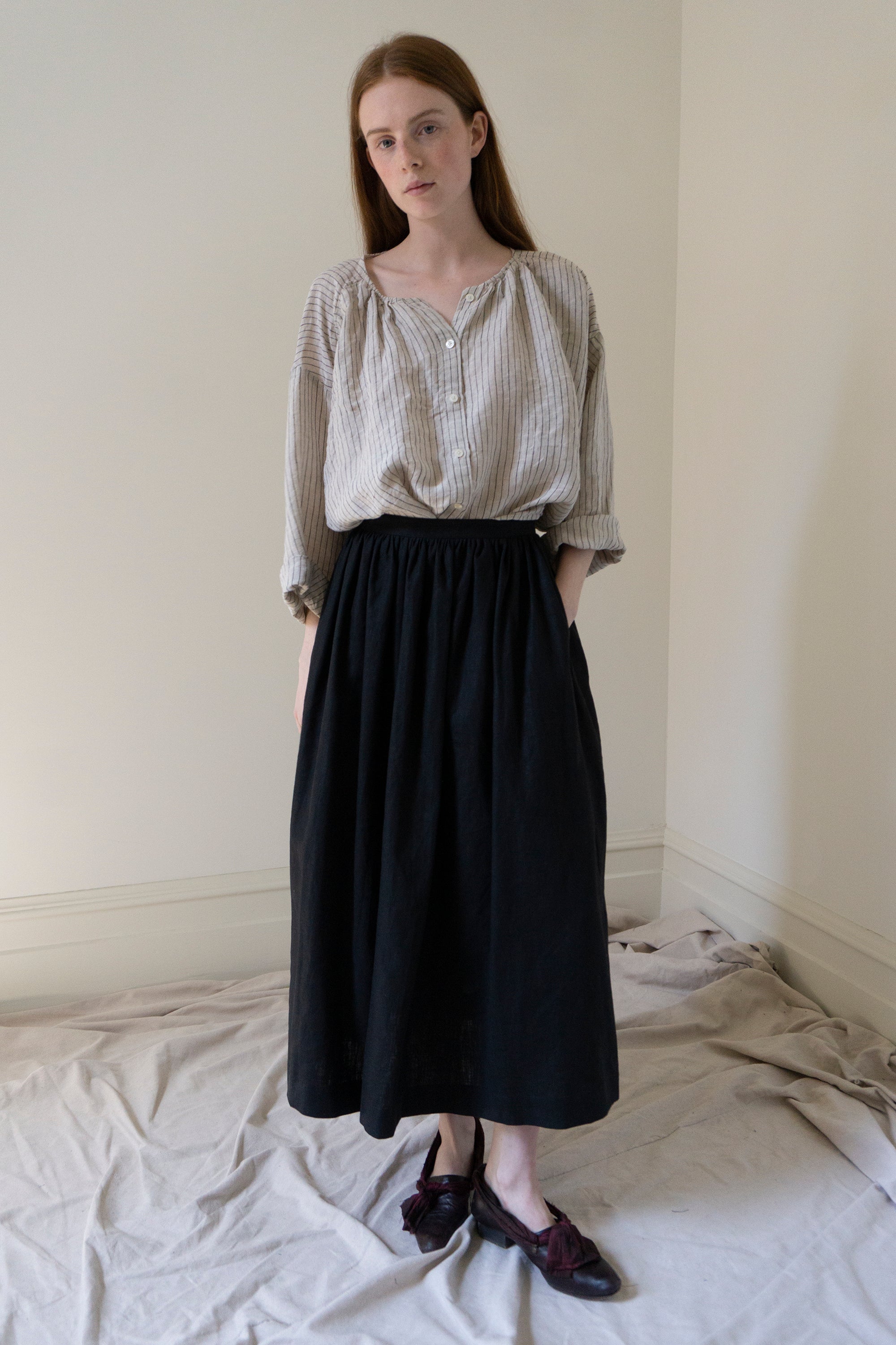 Marla Linen Skirt - Black