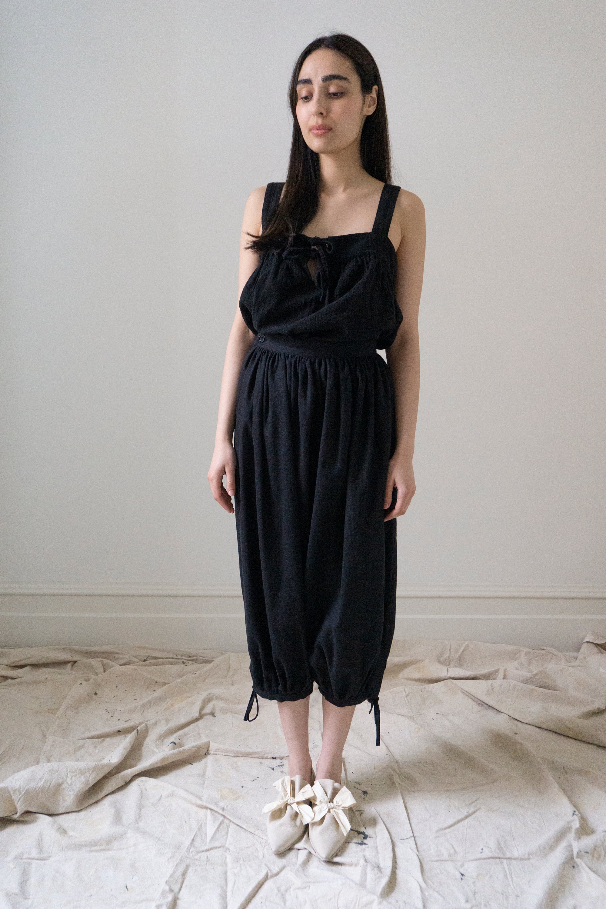 Claude Linen Top - Black (SIZE L)