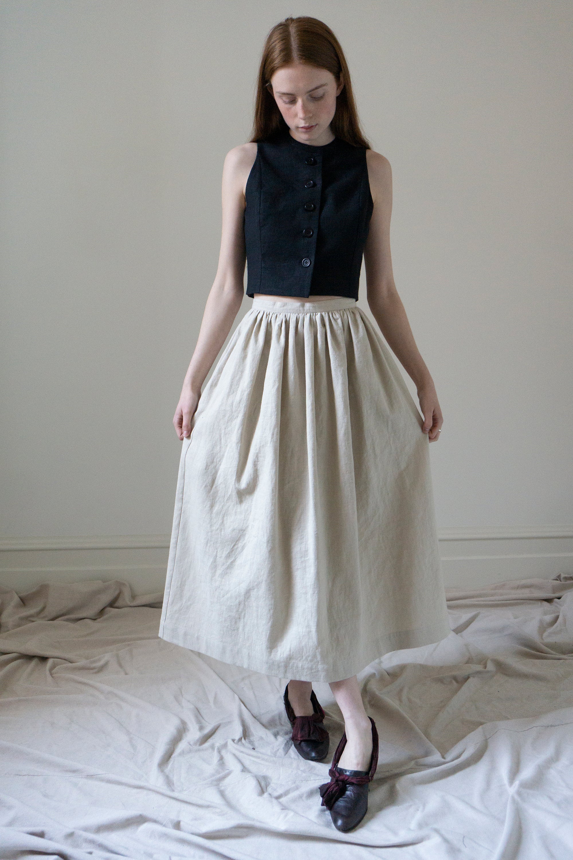 Marla Linen Skirt - Chalk