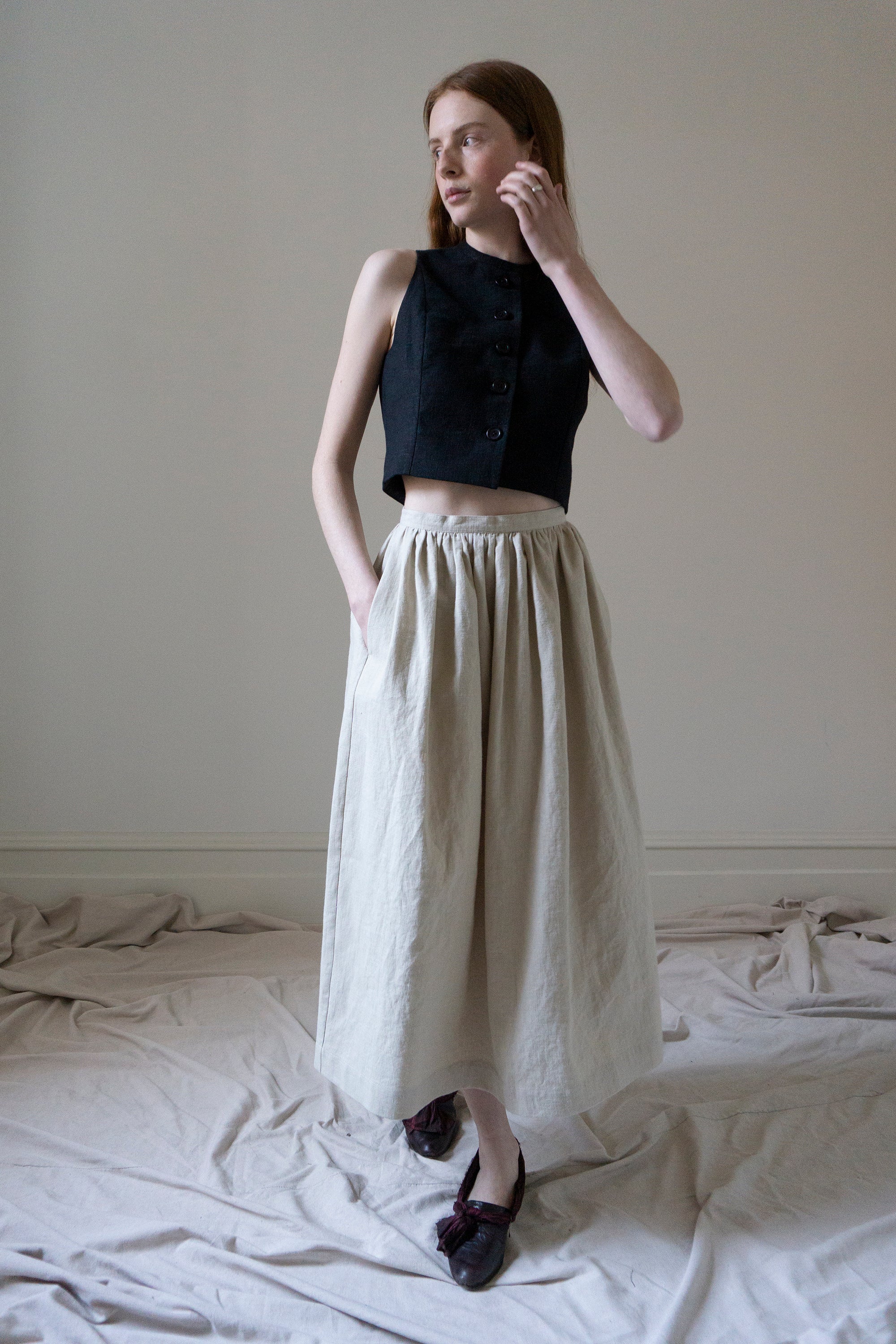 Marla Linen Skirt - Chalk