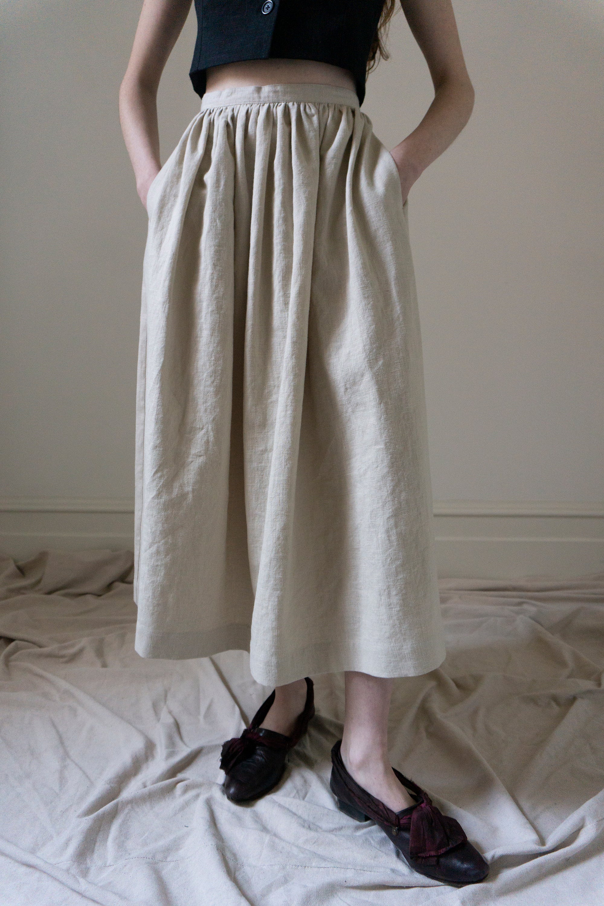 Marla Linen Skirt - Chalk