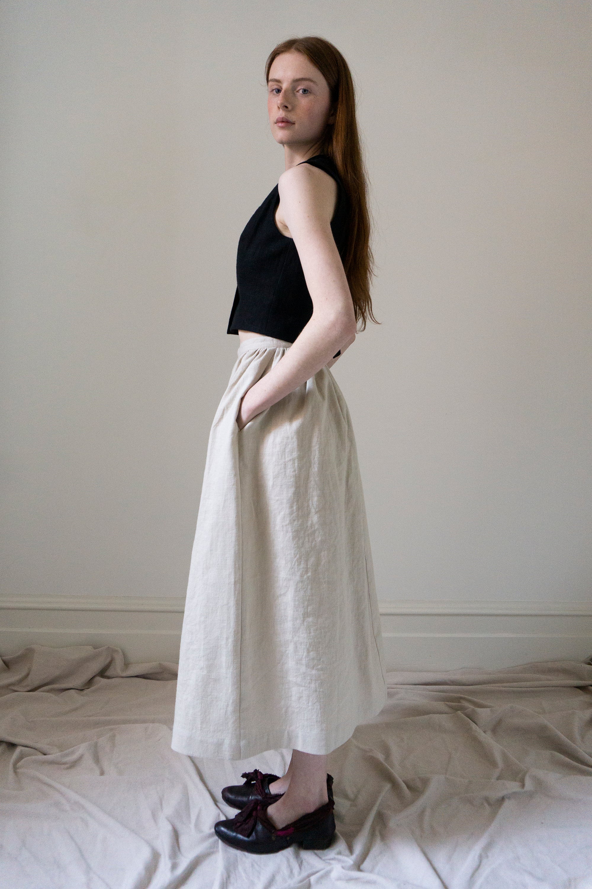Marla Linen Skirt - Chalk