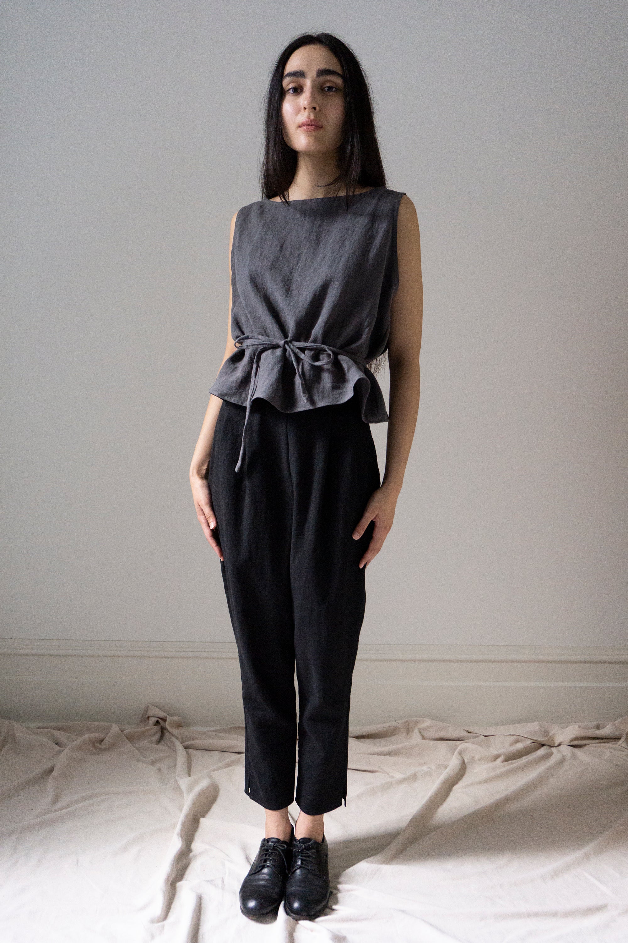 Simone Linen Trousers - Black (SIZE XS)