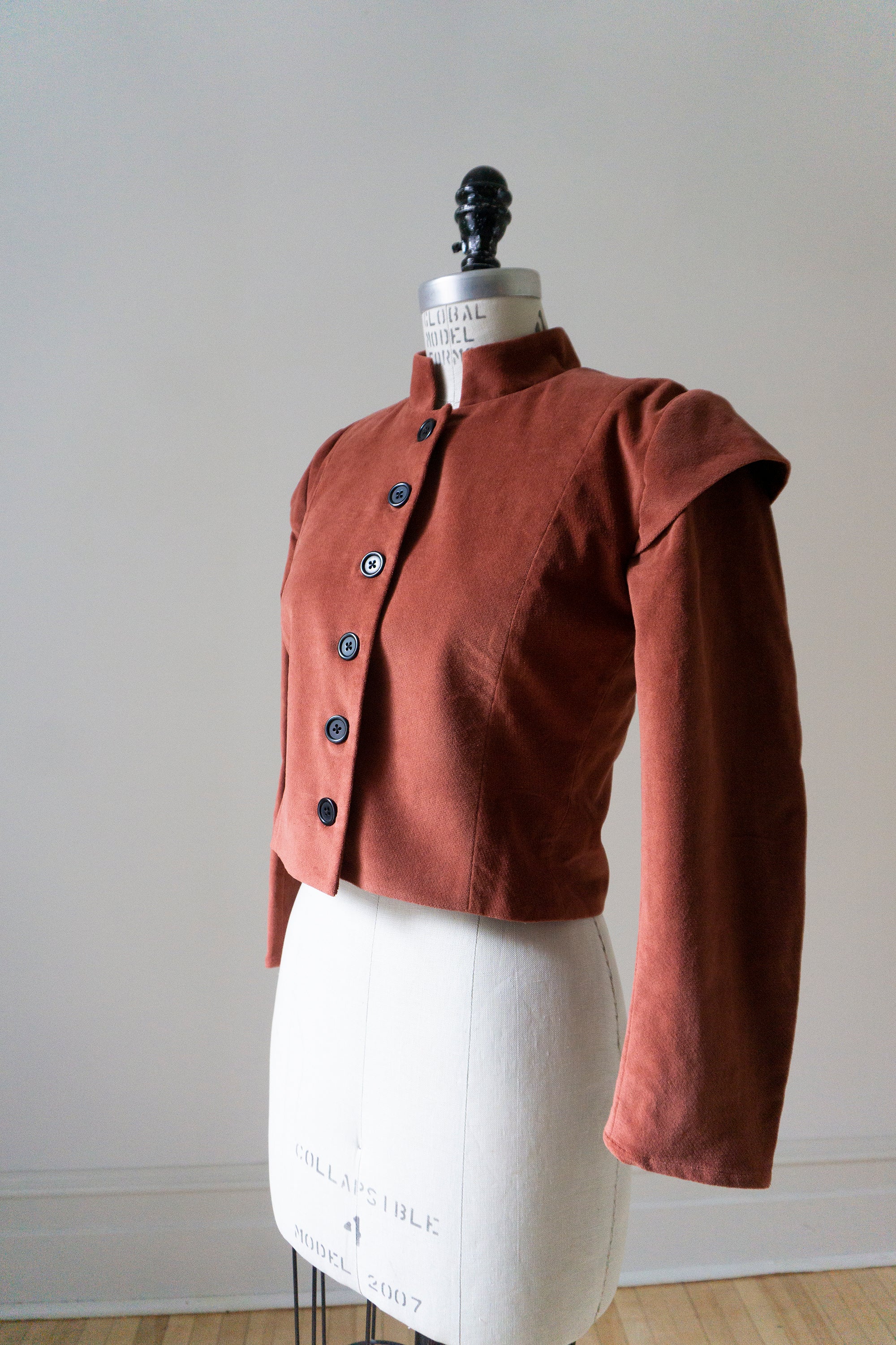 Guinevere jacket with sleeve caps - Brick Red Velvet (S)