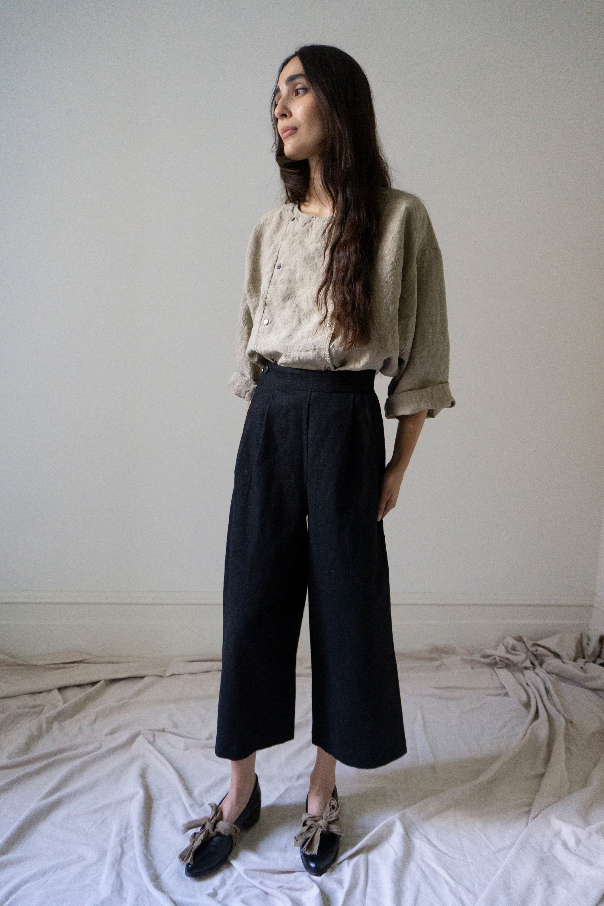 Davis Linen Trousers - Black