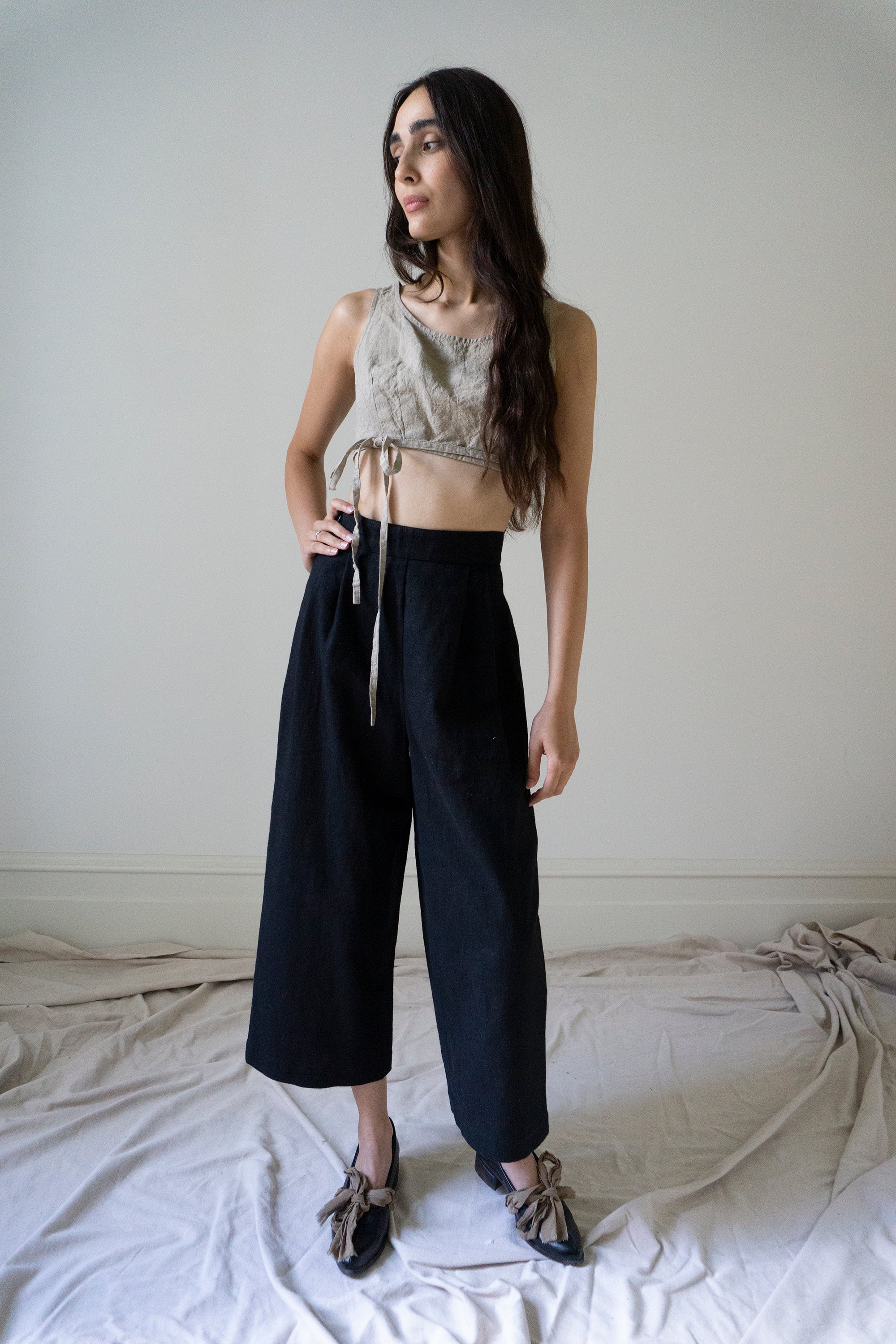 Davis Linen Trousers - Black