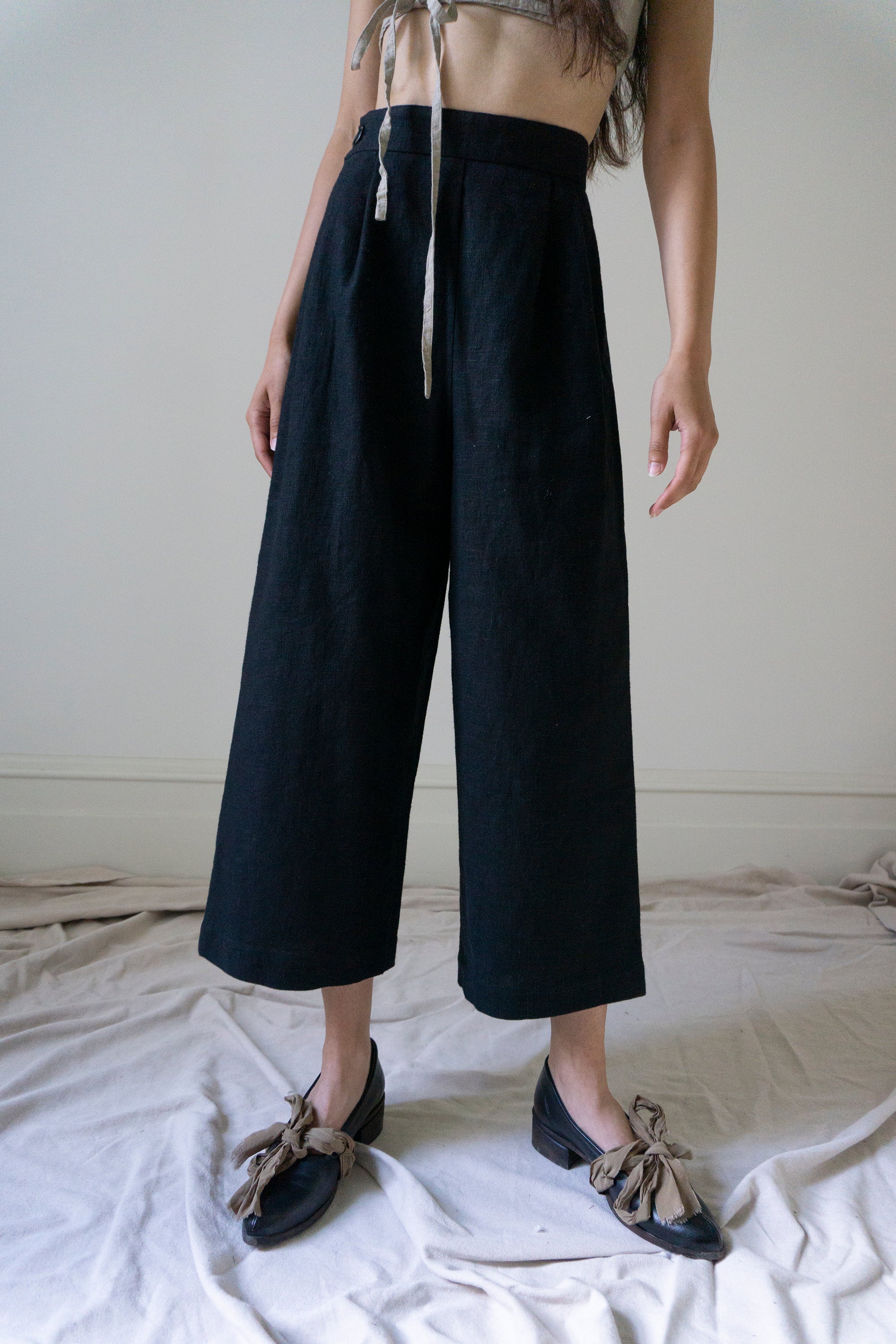Davis Linen Trousers - Black