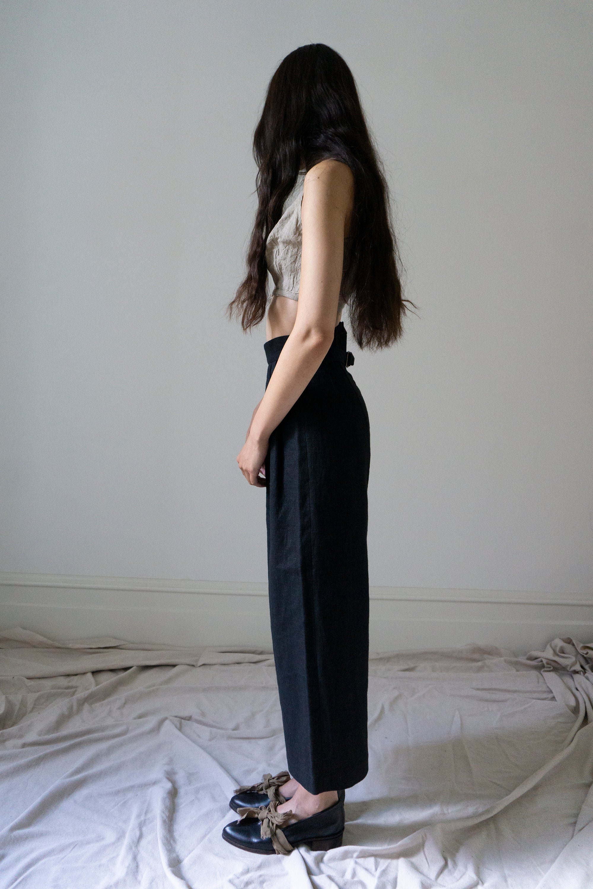 Davis Linen Trousers - Black