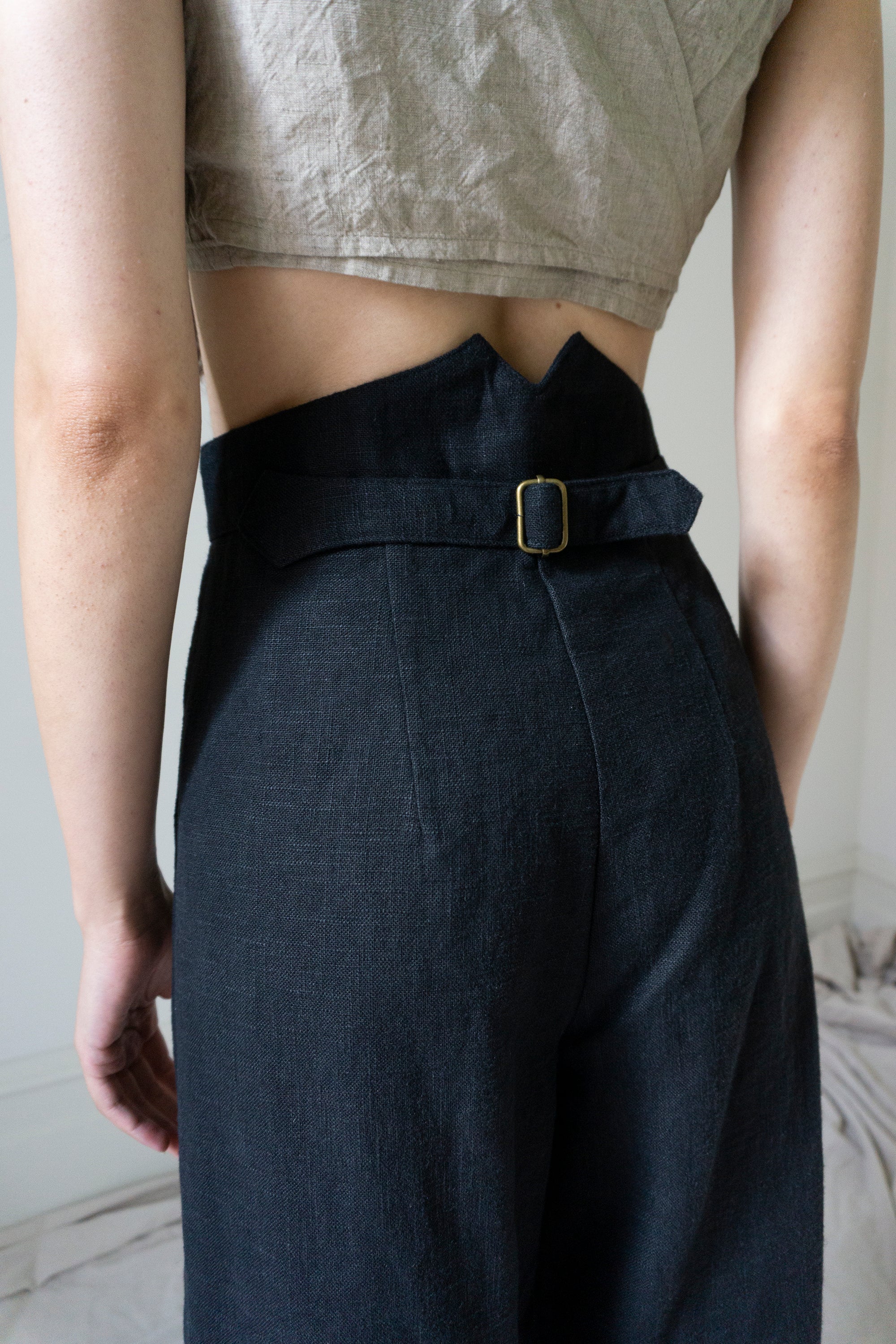 Davis Linen Trousers - Black