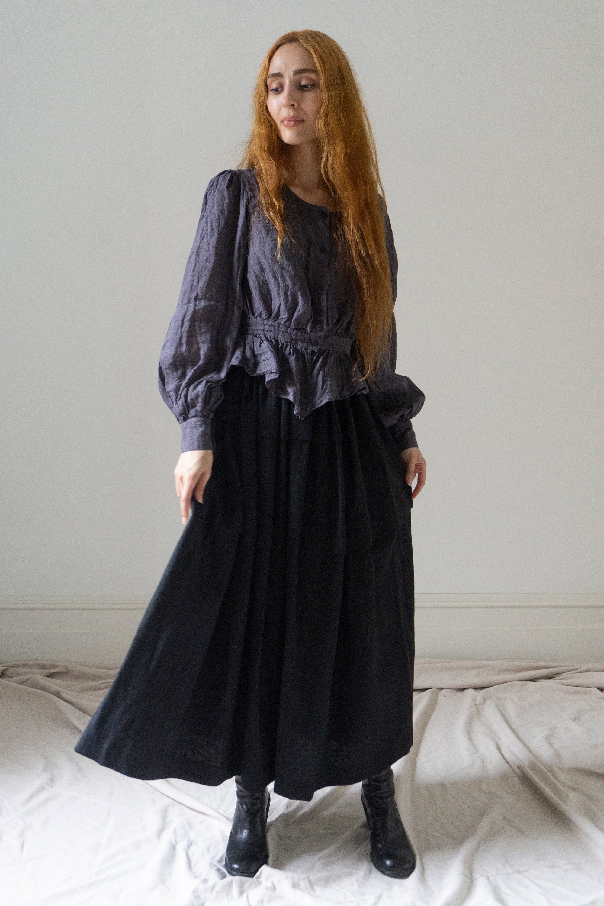 Carys Linen Skirt - Black