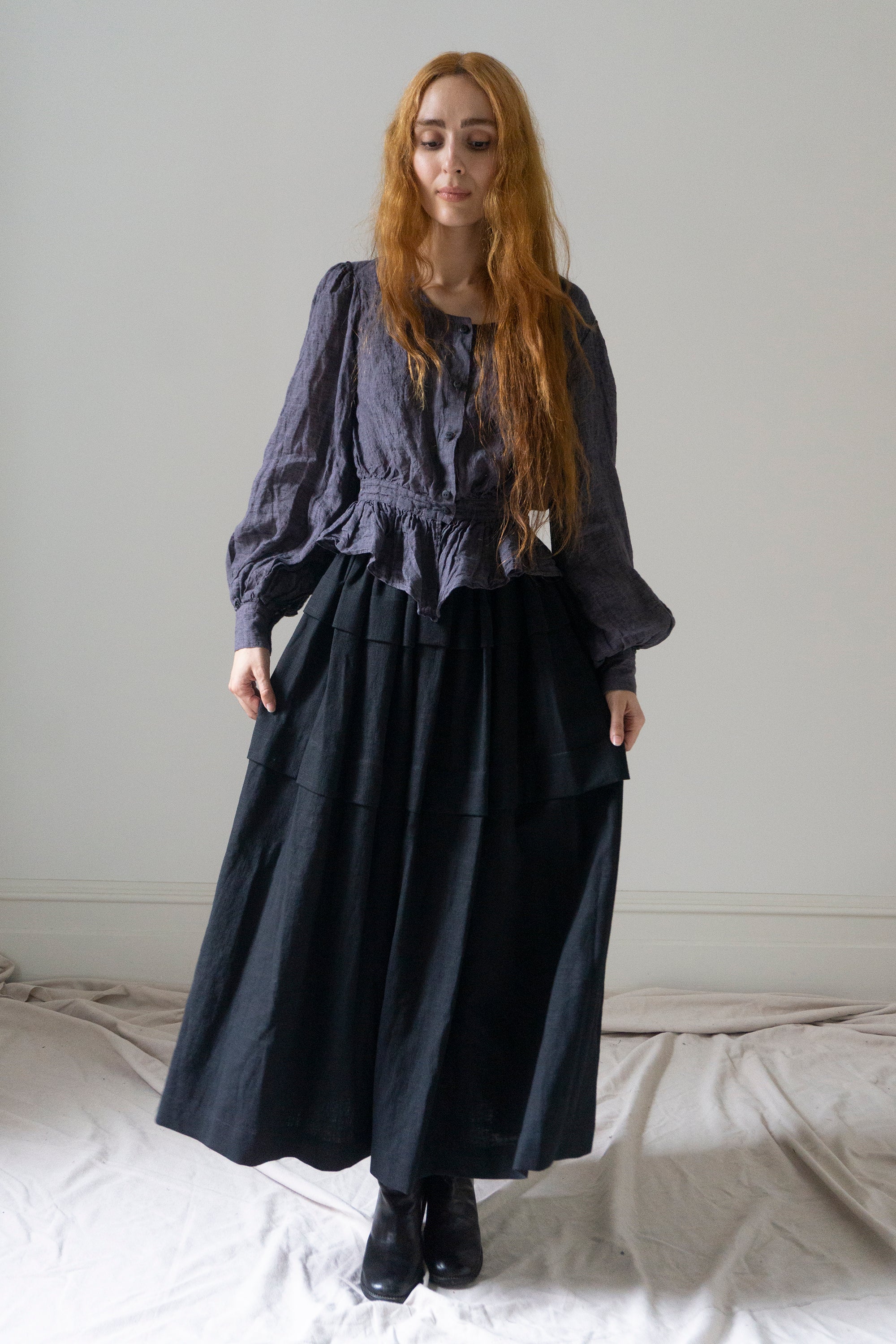 Carys Linen Skirt - Black