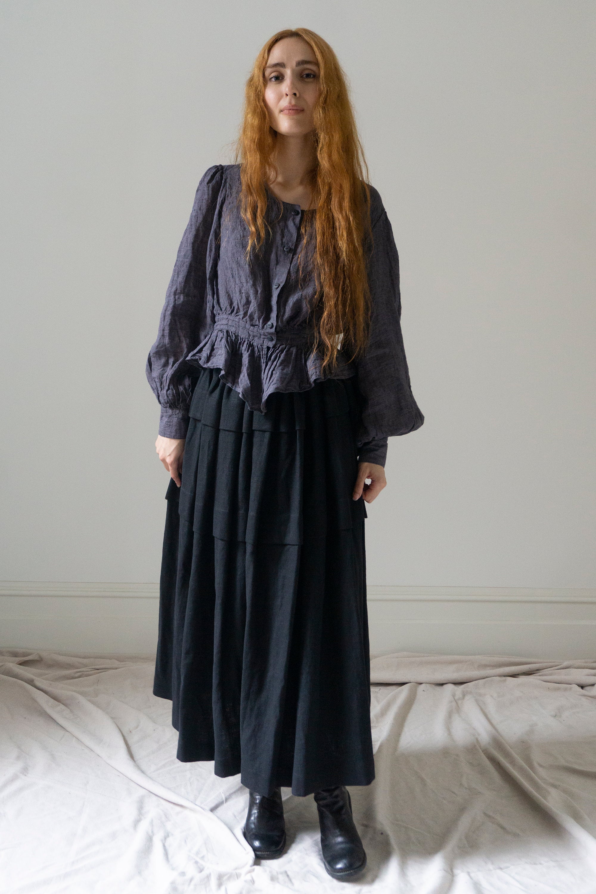 Carys Linen Skirt - Black