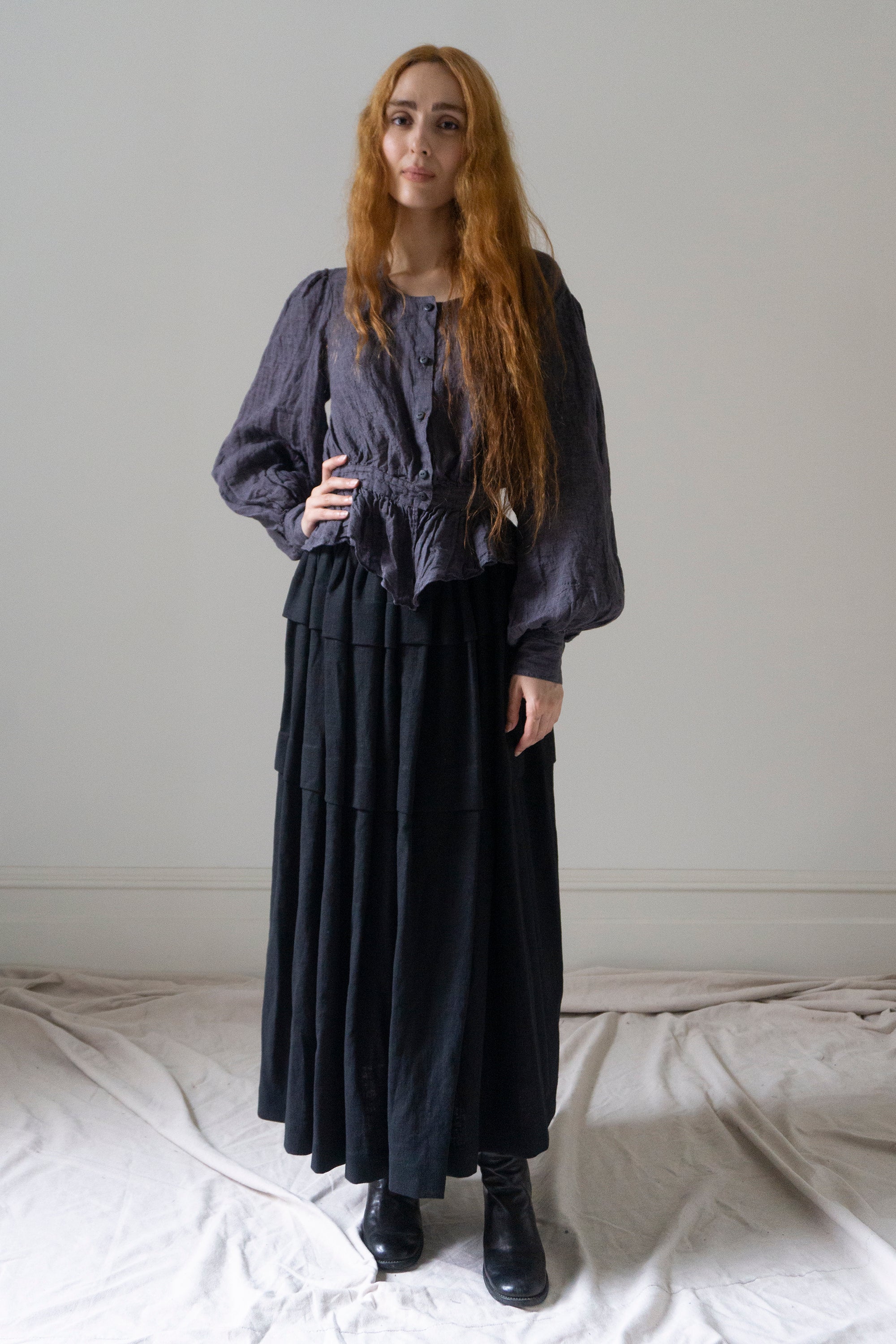 Carys Linen Skirt - Black