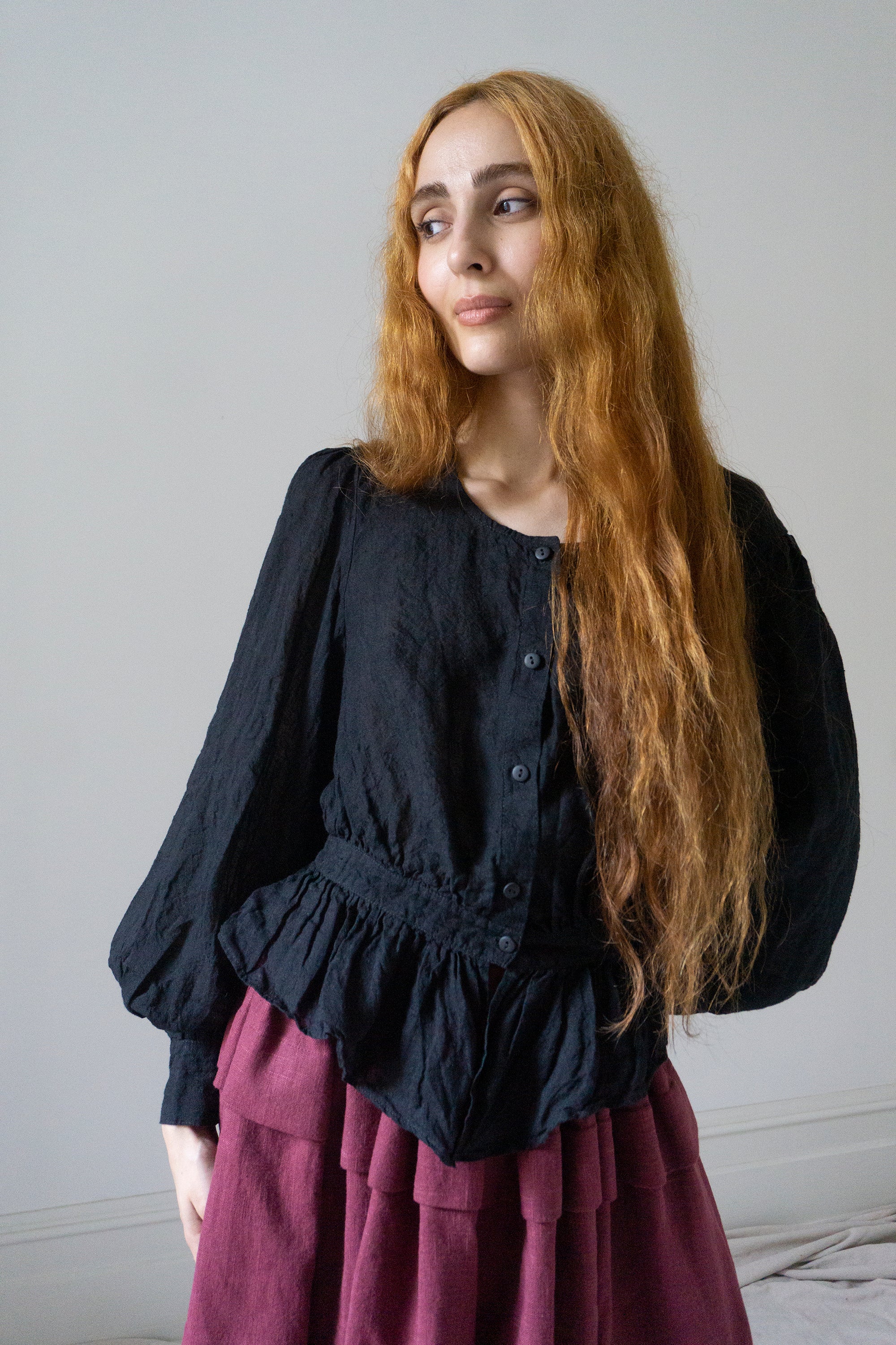 Celeste Linen Blouse - Black