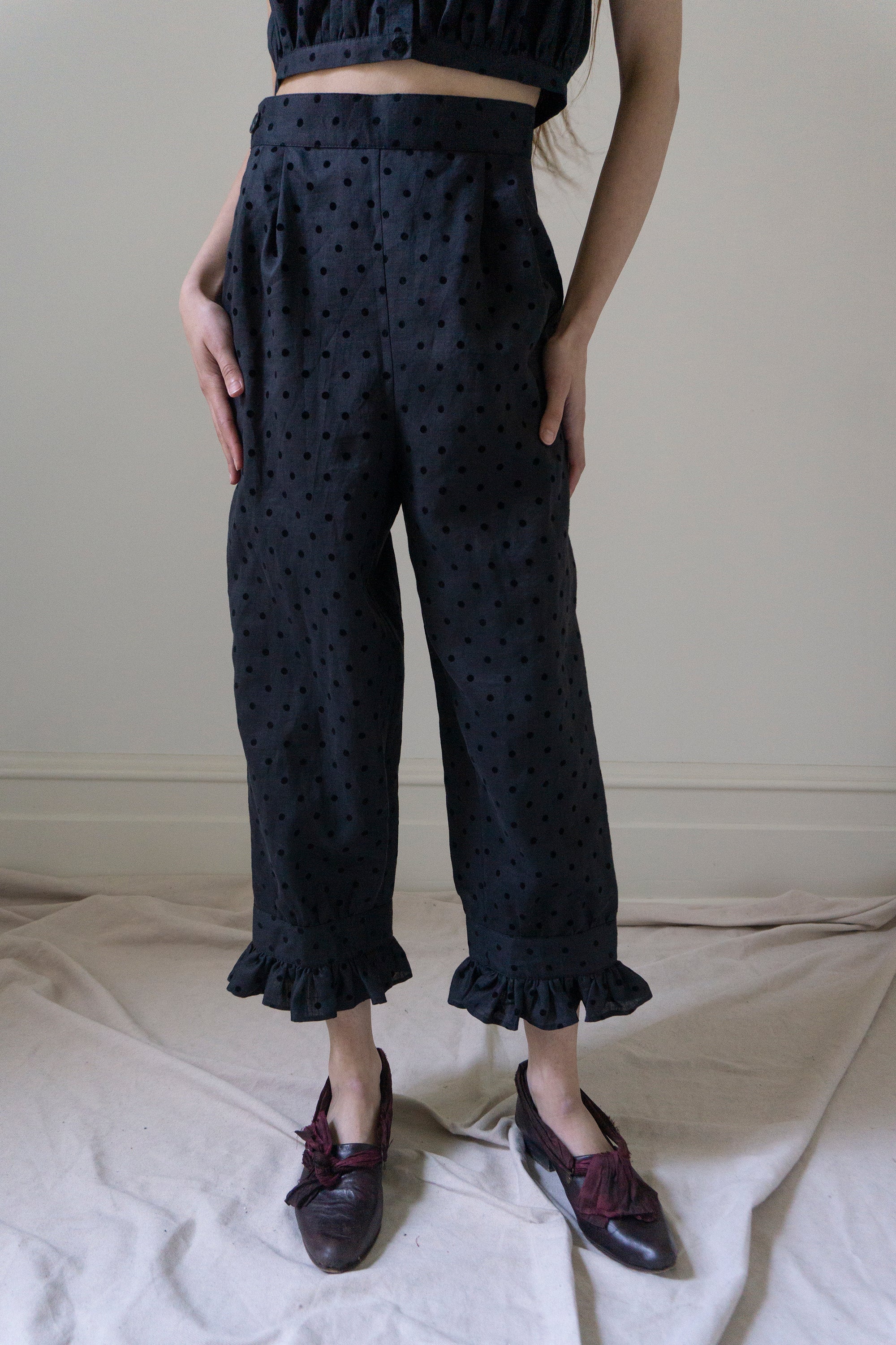 Ceres Linen Bloomers - Black Dotted Swiss
