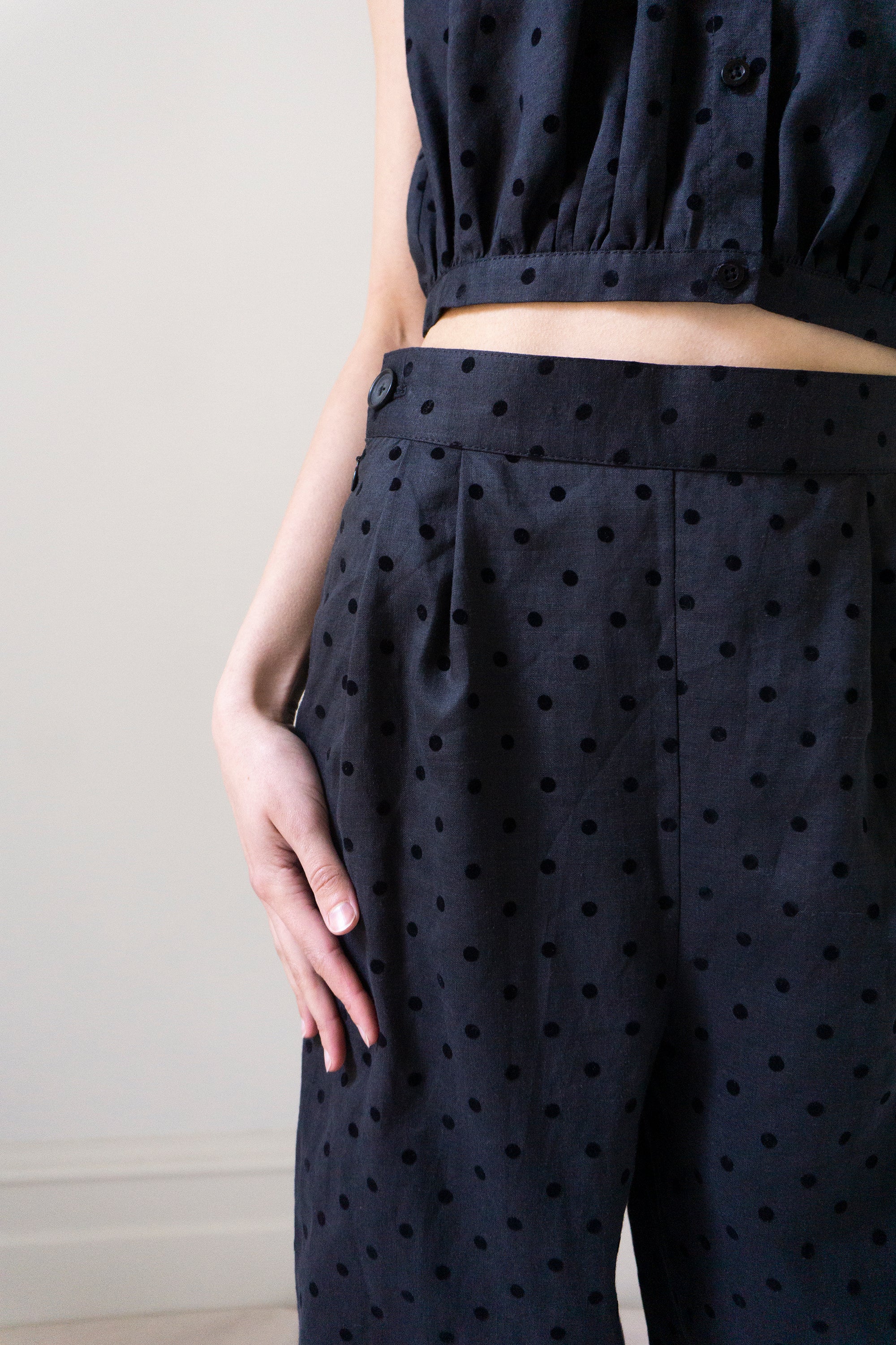 Ceres Linen Bloomers - Black Dotted Swiss