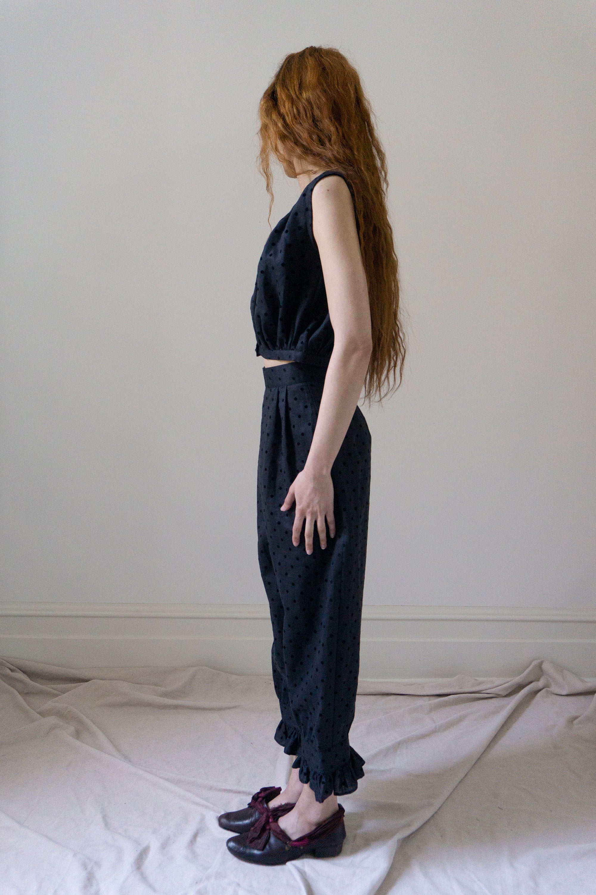 Ceres Linen Bloomers - Black Dotted Swiss