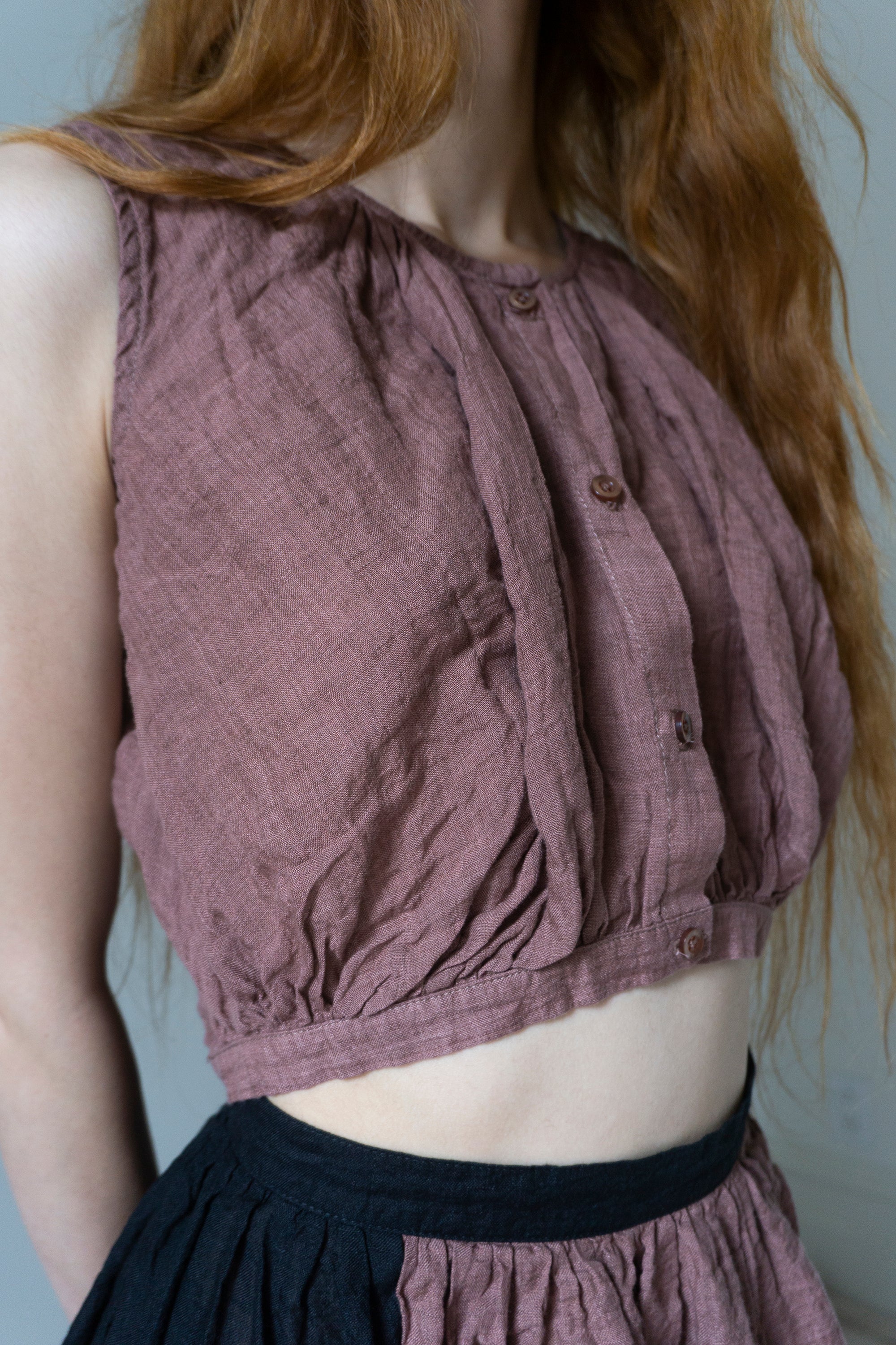 Viola Linen Top - Rose