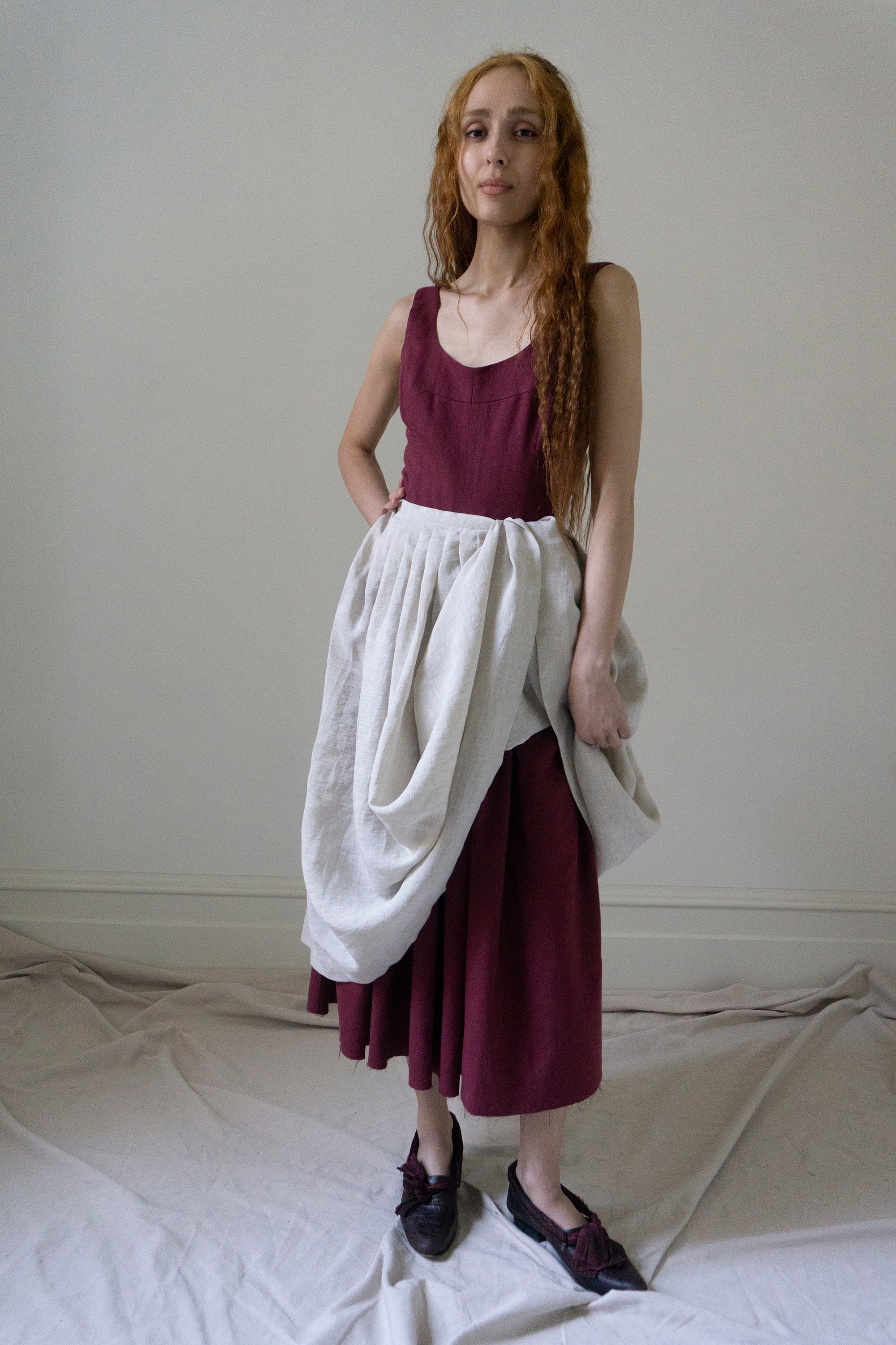 Elleri Apron Skirt - Ecru