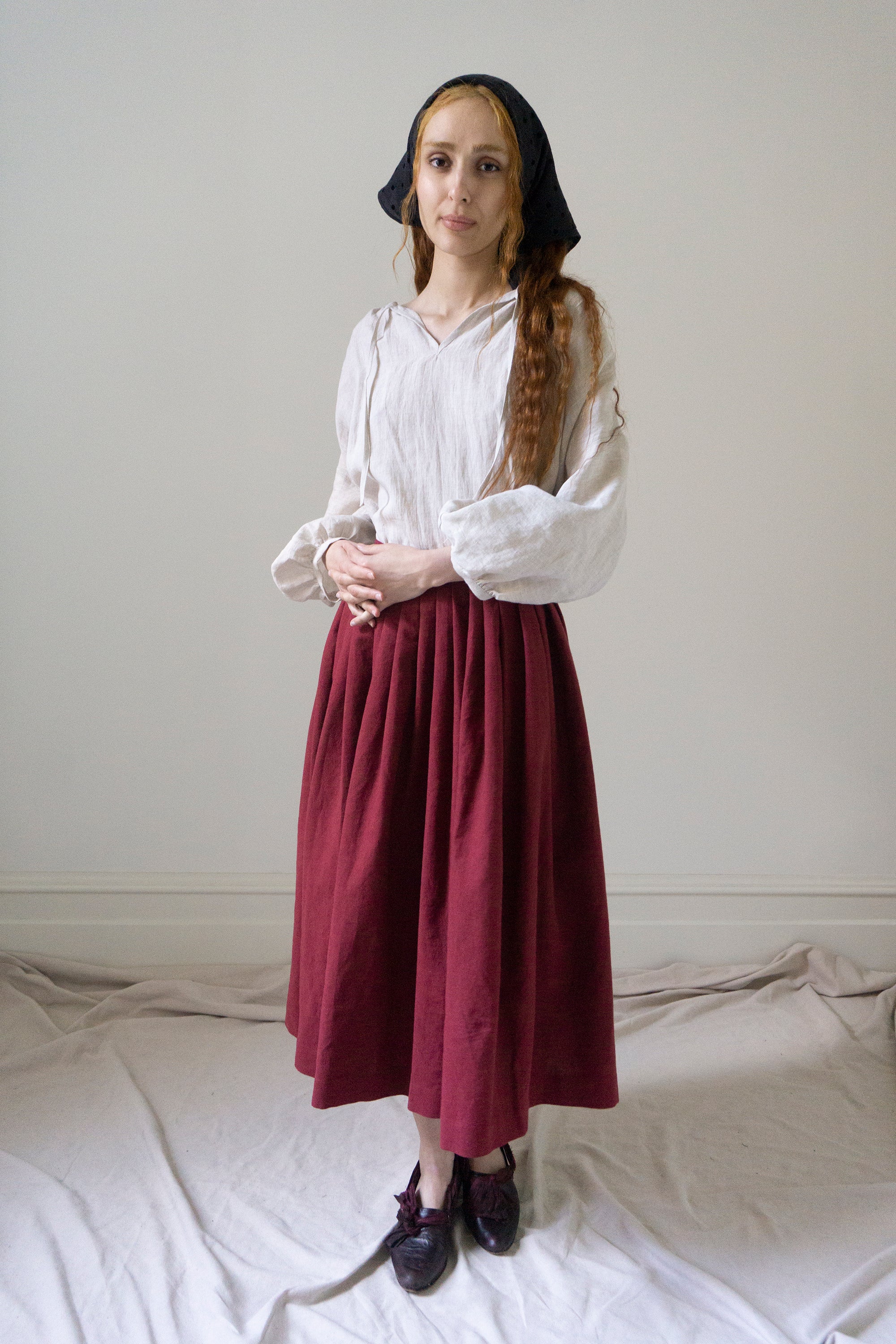 Elleri Apron Skirt - Dark Red