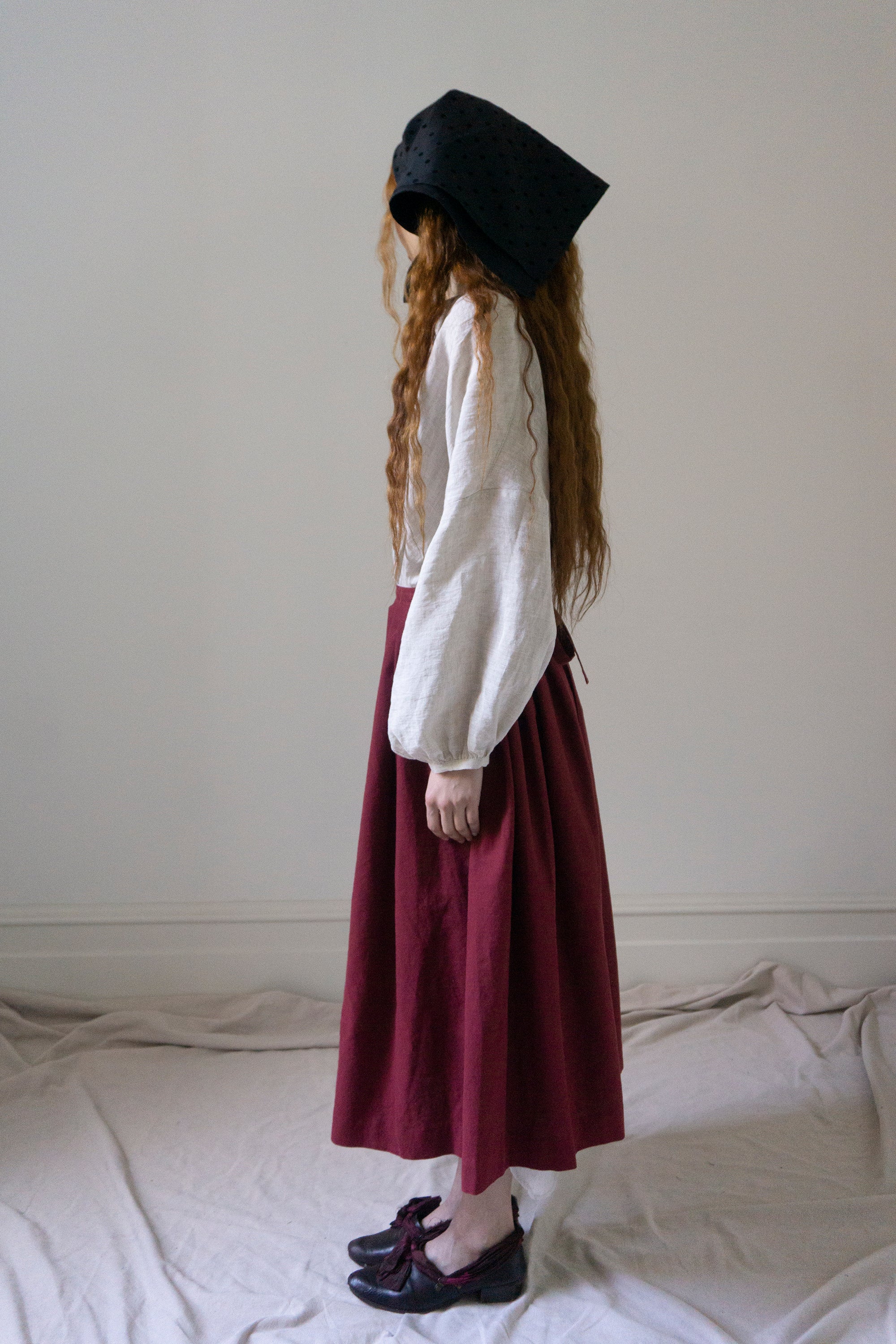 Elleri Apron Skirt - Dark Red